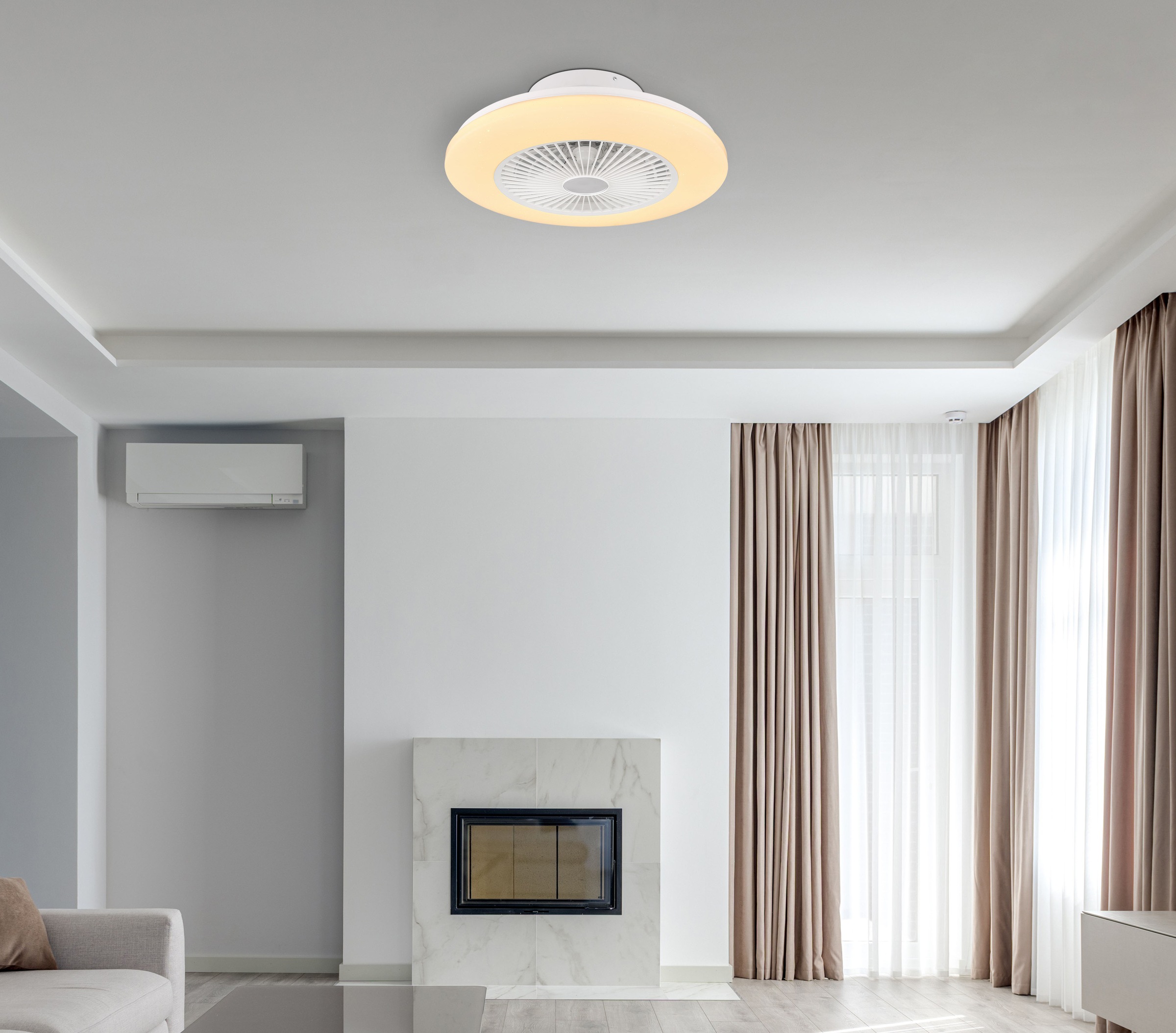 GLOBO LIGHTING Deckenleuchte »TRAVO« LED-Modul 1 Stk. Ventilator/ Küche / Wohnbereich / Schlafzimmer /schwarz / Flügel innen