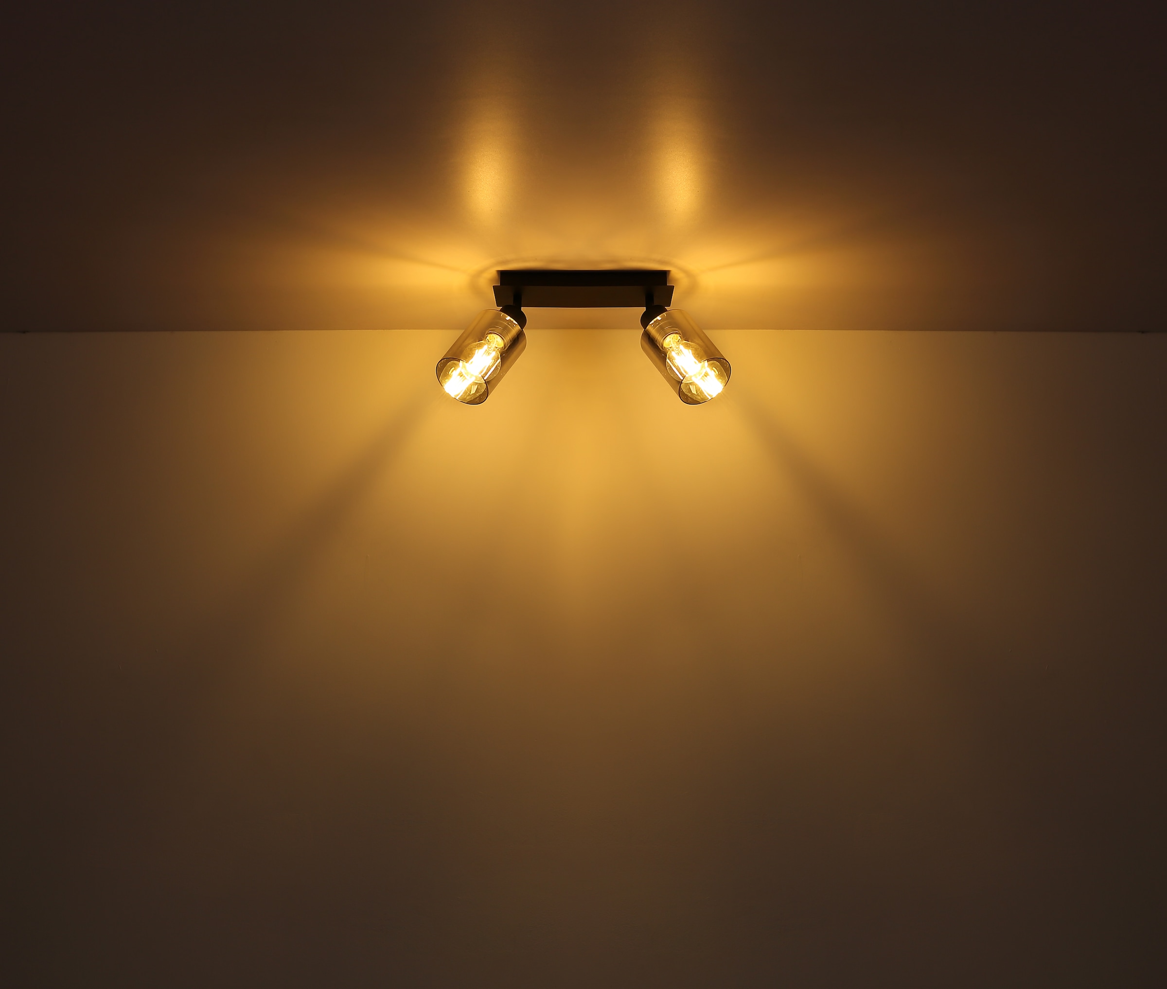GLOBO LIGHTING Deckenstrahler »HADERA«, Leuchtmittel E27 | ohne Leuchtmittel, Strahler/Glas rauchfarben/Wohnzimmer/Flur/LxBxH: 270x90x215mm