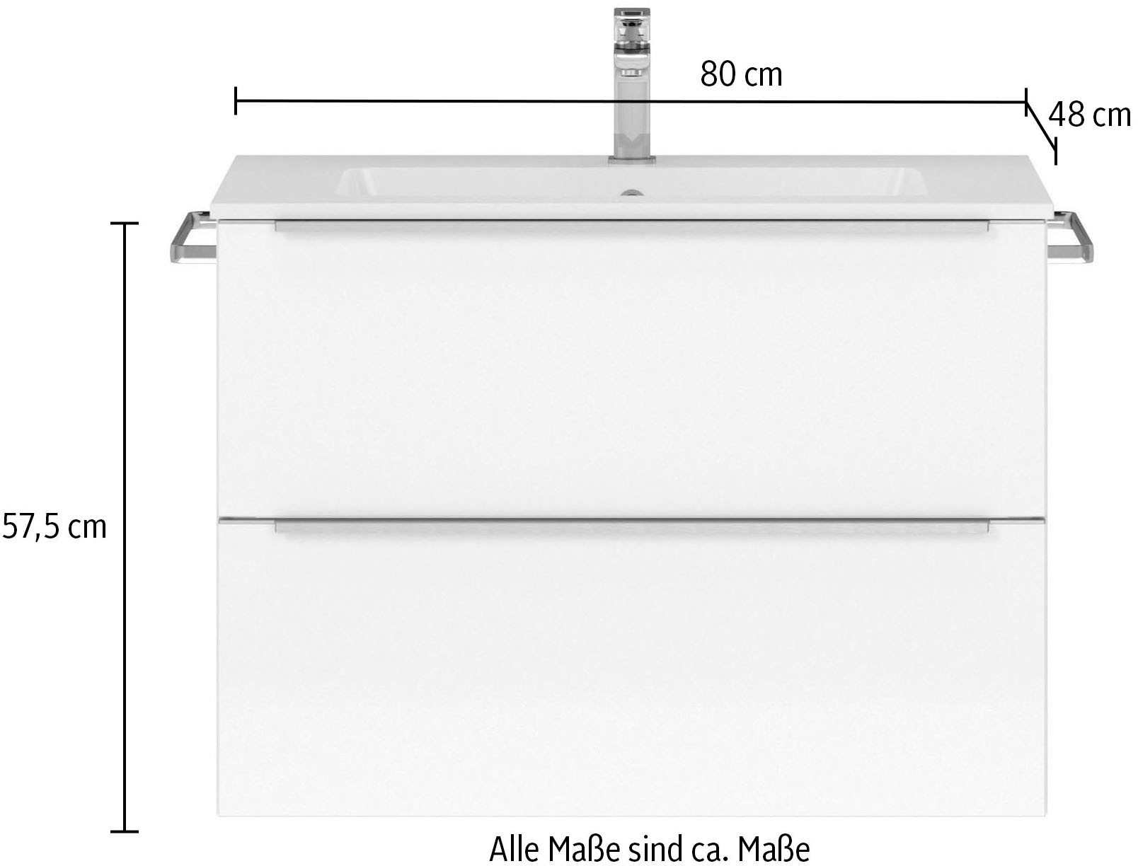 nobilia® Waschtisch-Set »Levere«, (1 St., vormontiert, mit Soft-Close), in vier Breiten