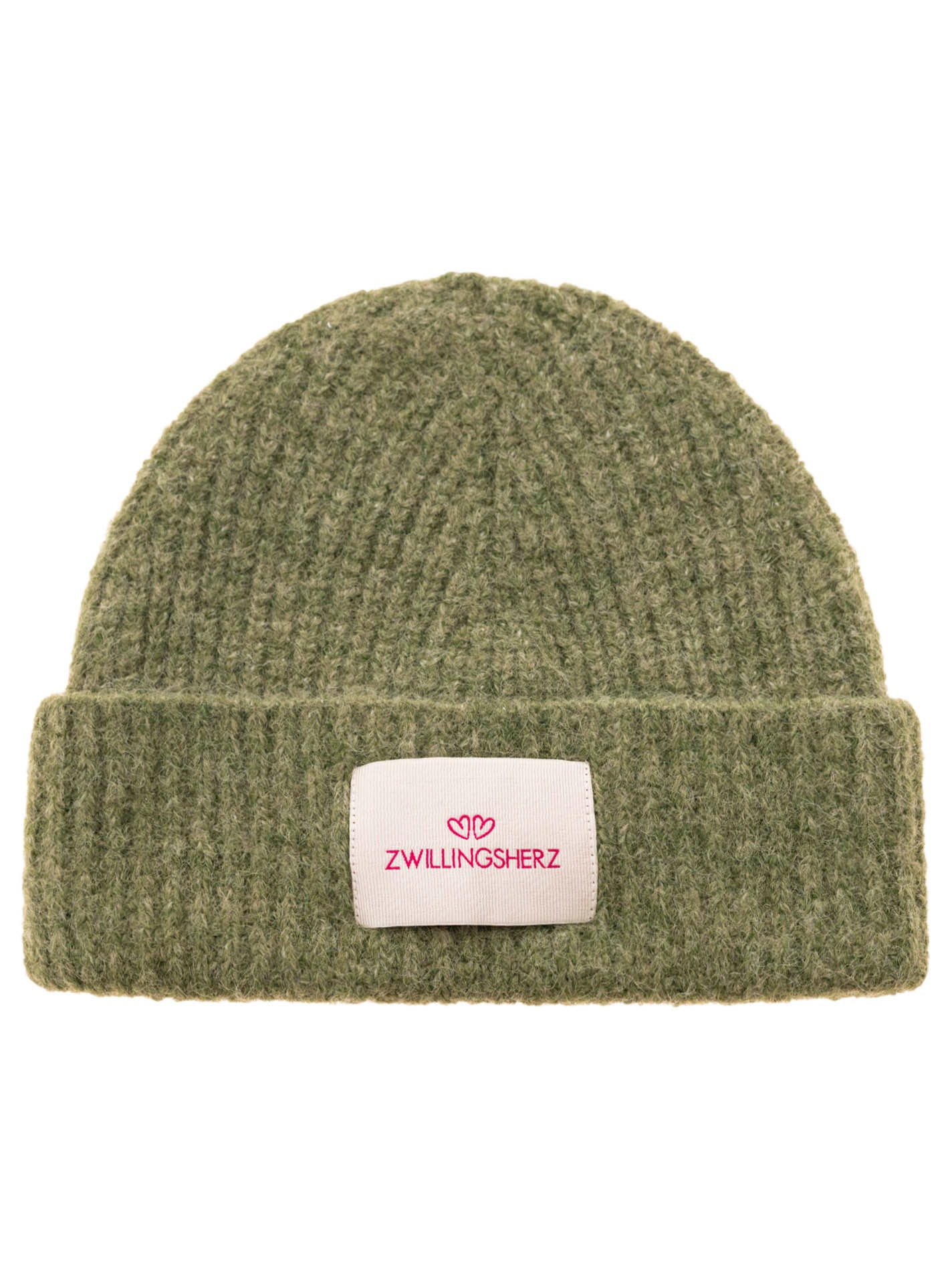 Zwillingsherz Strickmütze ""Zwillingsherz Patch"" gerippt, mit Wolle und Um günstig online kaufen