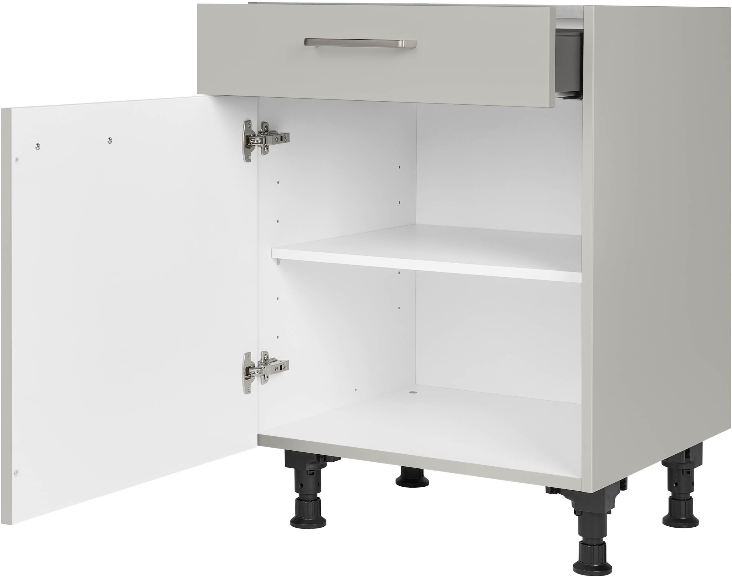nobilia® Unterschrank »"Touch", Ausrichtung wählbar, vormontiert, in den Breiten 30, 45 und«, 60 cm Breite, mit höhenverstellbaren Sockelfüßen, vormontiert
