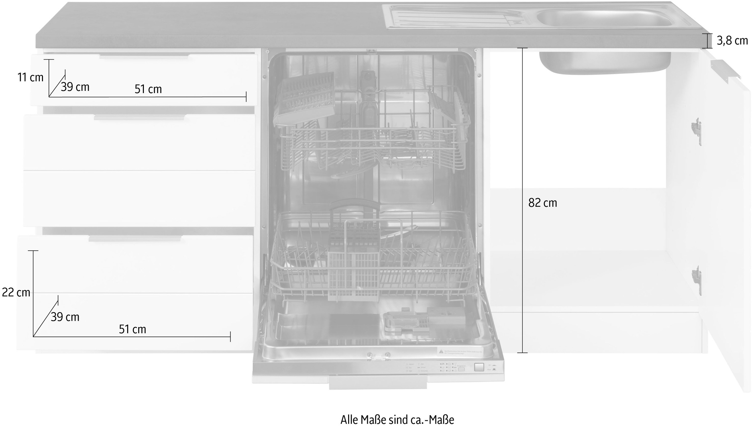 Kochstation Küche »KS-Luhe«, Stellbreite 240x330 cm, wahlweise mit oder ohne E-Geräten, MDF-Fronten