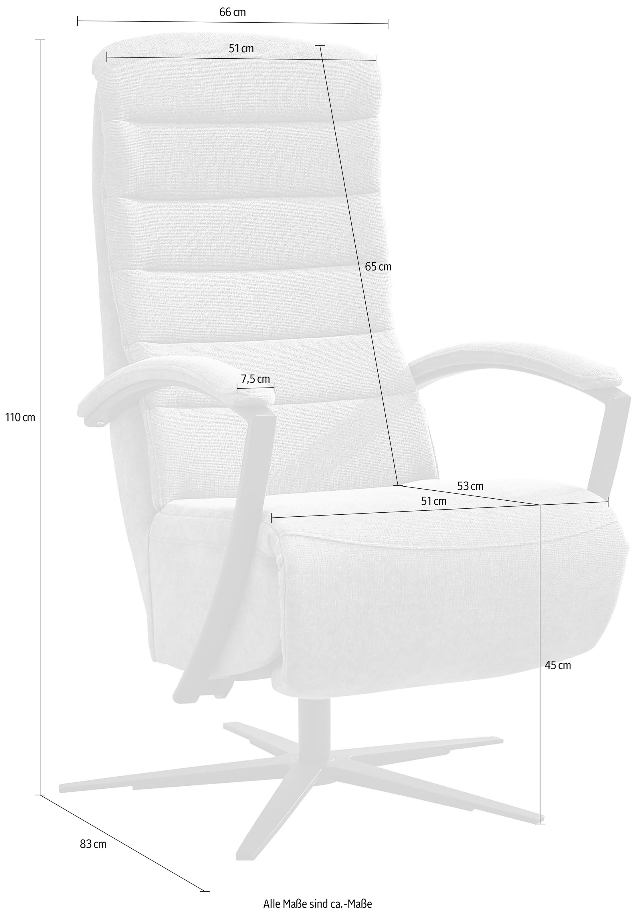 Die PlanBar Relaxsessel »Relaxsessel mit Metallsternfuß, Relaxfunktion und Kopfteilverstellung« 1 Stk. tlg.