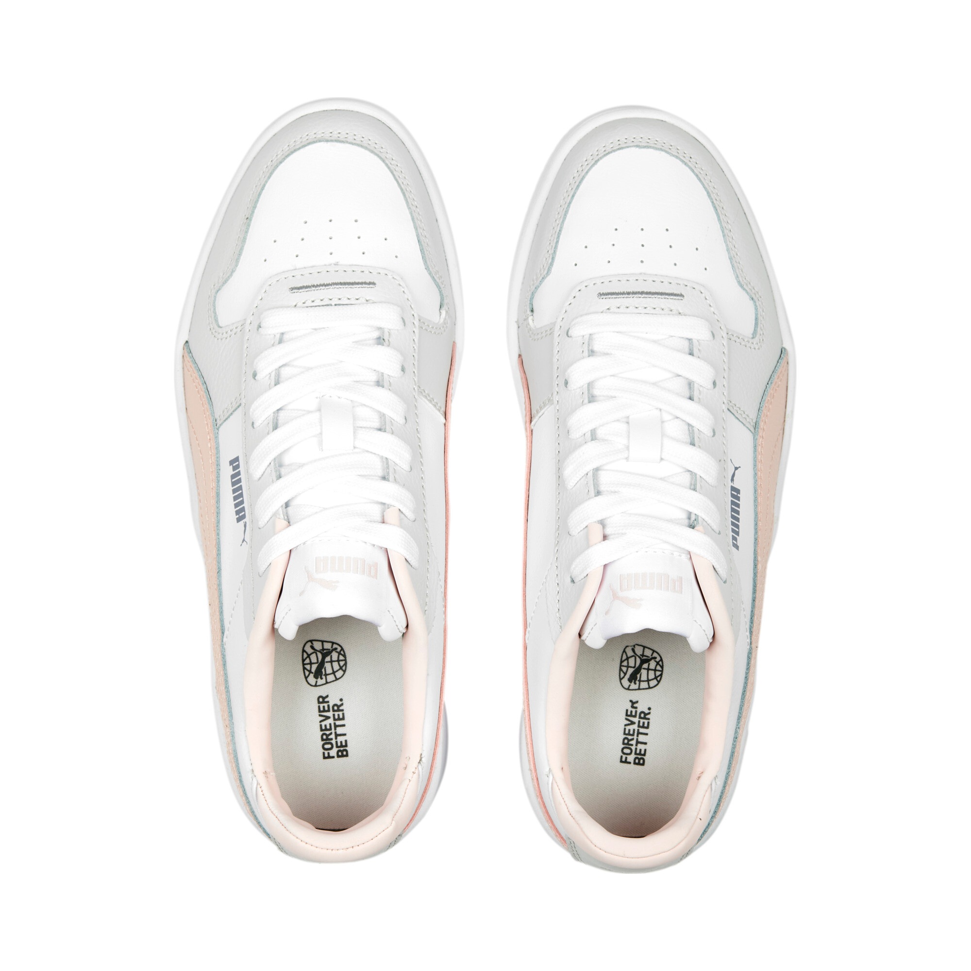 Sneaker PUMA "Carina Street Sneakers Damen", Damen, Gr. 38, bunt (weiß rose dust feather gray pink), Obermaterial: Kuhleder, Synthetik, Leder; Futter: Textil, Synthetik; Innensohle: Textil; Laufsohle: Gummi, Schuhe Sneaker 3