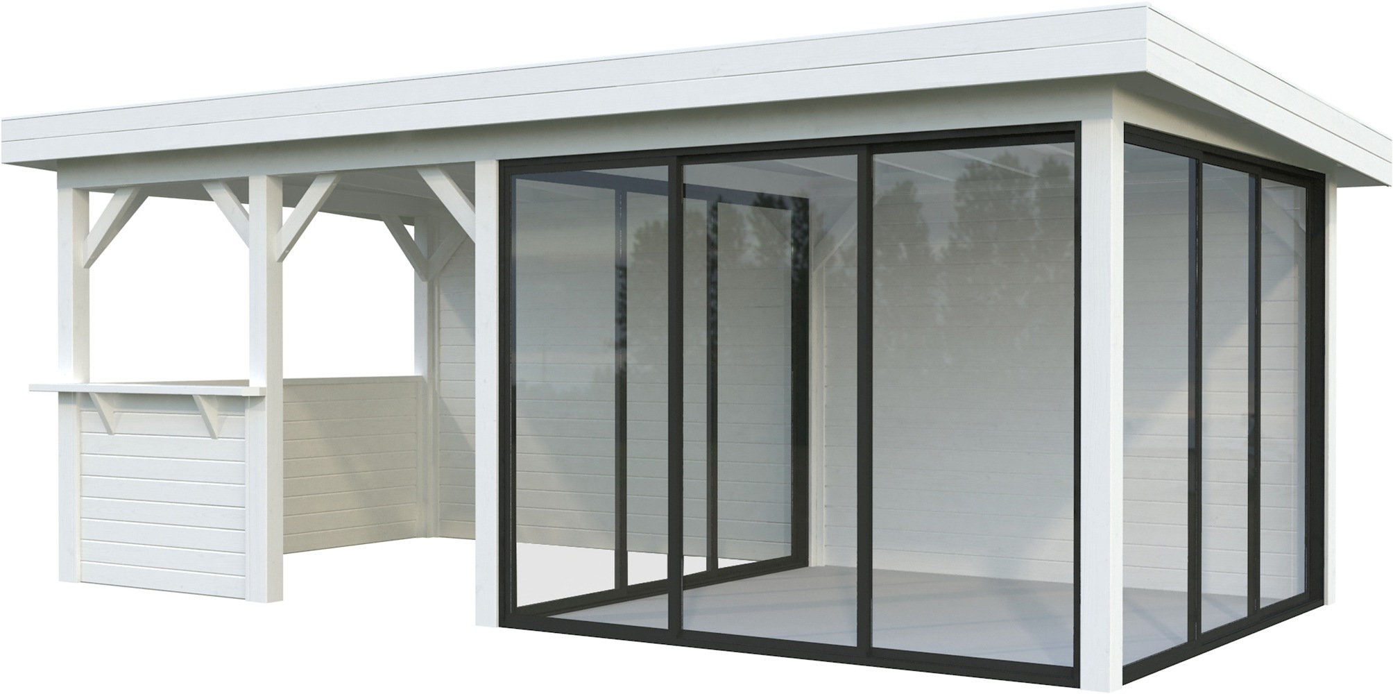 Palmako Gartenhaus "Lenna 16,6 m², Set 708 Slide Plus"
