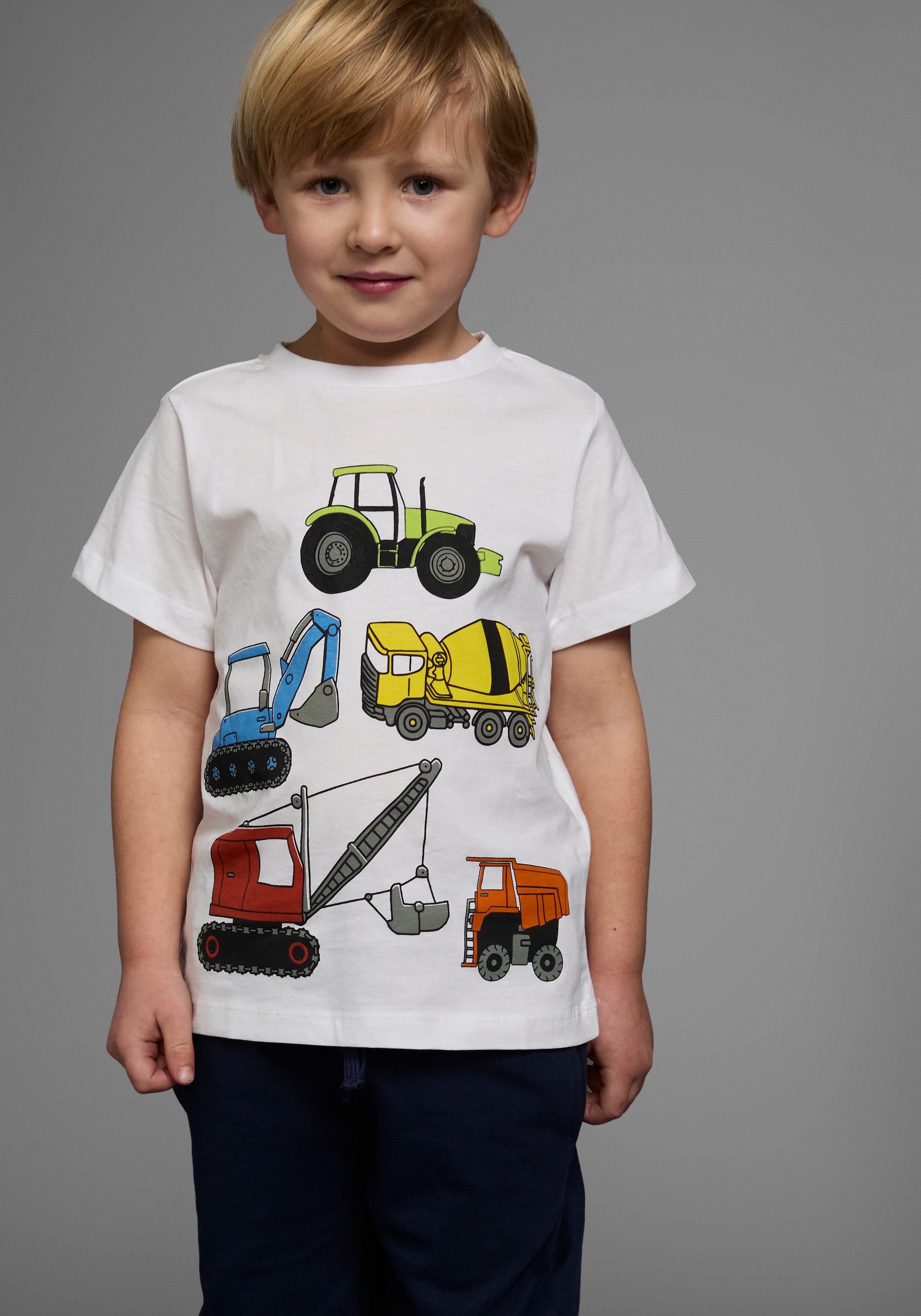 KIDSWORLD Marškinėliai »Mit allen BAGGER & CO. Print« trumpomis rankovėmis raštuotas Marškinėliai apvalia iškirpte iš medvilnė