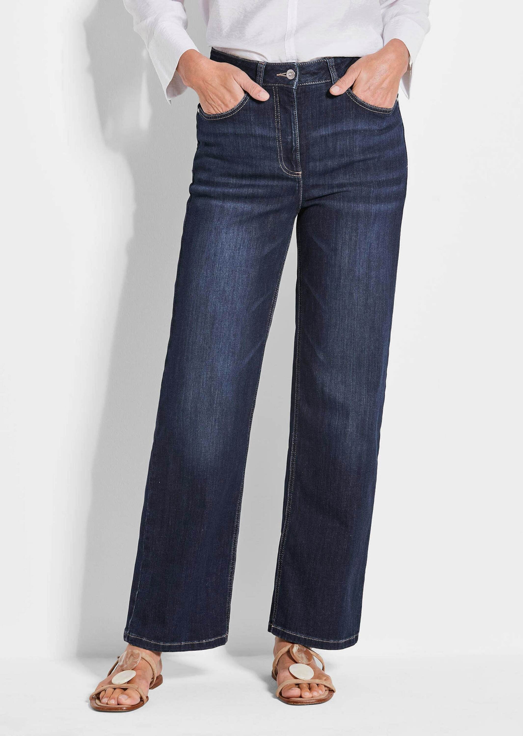 GOLDNER Stretch-Jeans »Jeans Denim Jeans mit weitem Bein«