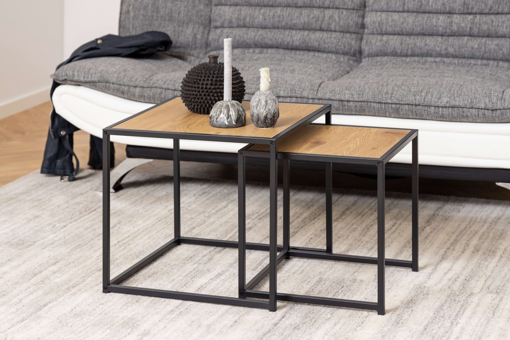 ACTONA GROUP Couchtisch BAUR | »Seaford aus Wildeiche-Optik, Couchtisch-Set, Stahl, Teilen Beistelltisch«, Satz mit 2 Gestell