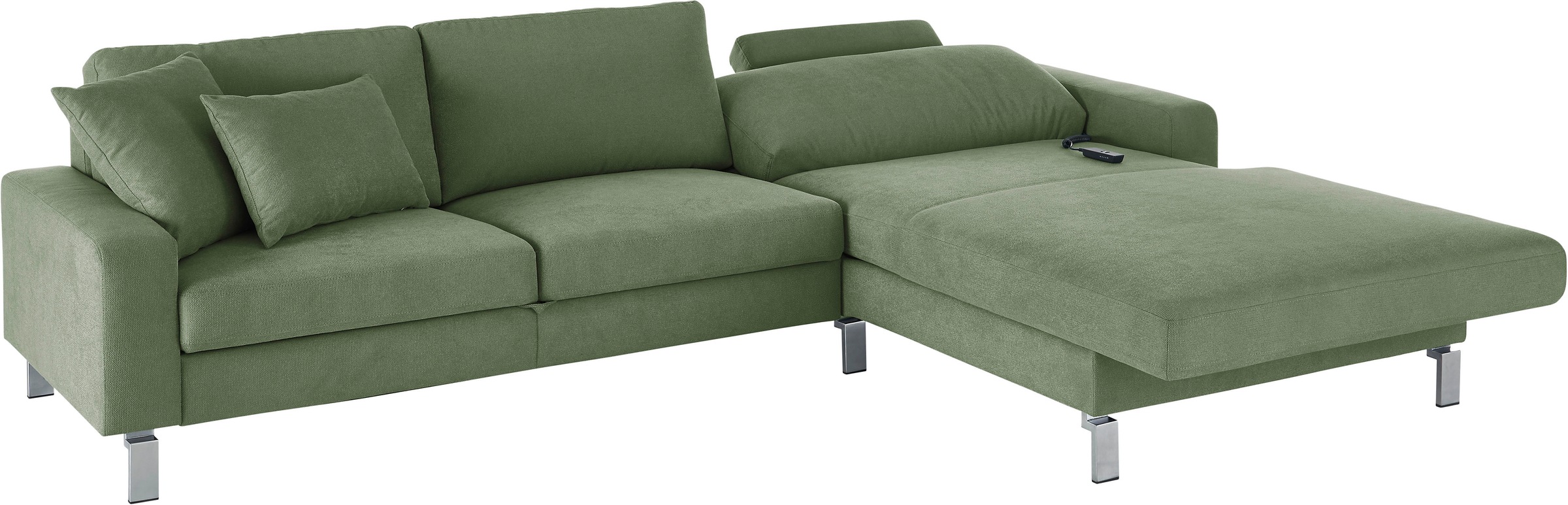 3C Candy Ecksofa »Lecce, wahlweise PUR-Schaumstoff oder Tonnentaschenfederkern«, Bett im 2,5-Sitzer, teilmotorische Schlaffunktion im Longchair, L-Form