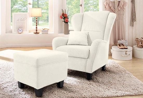 Home affaire Ohrensessel "Oliver, B: 92 cm, Sitzhöhe: 41 cm" 1 Zierkissen