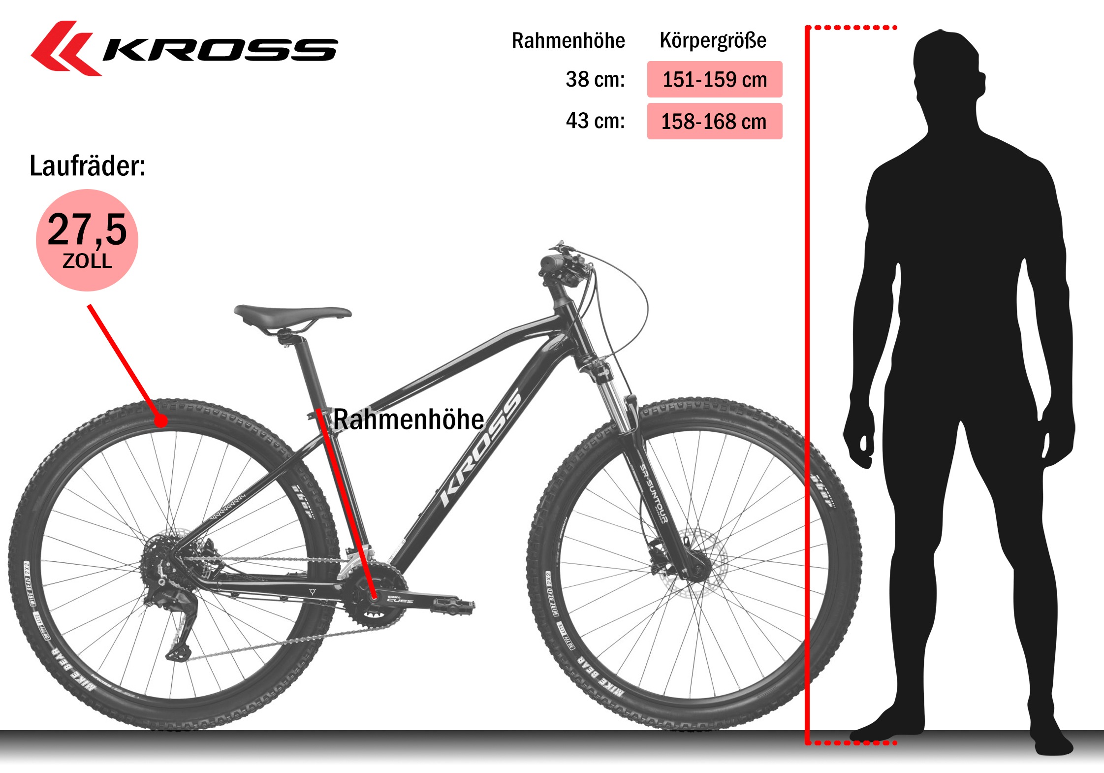 Kross Mountainbike »KROSS Mountainbike Hardtail 27,5" Hexagon 5.0 braun 18 Gänge« 18 Gang Shimano CUES U3020 Schaltwerk Kettenschaltung