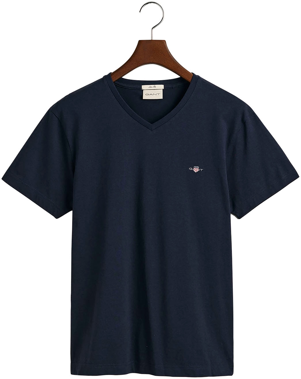 Gant T-Shirt »SLIM SHIELD V-NECK T-SHIRT«, mit einer kleinen Logostickerei auf der Brust