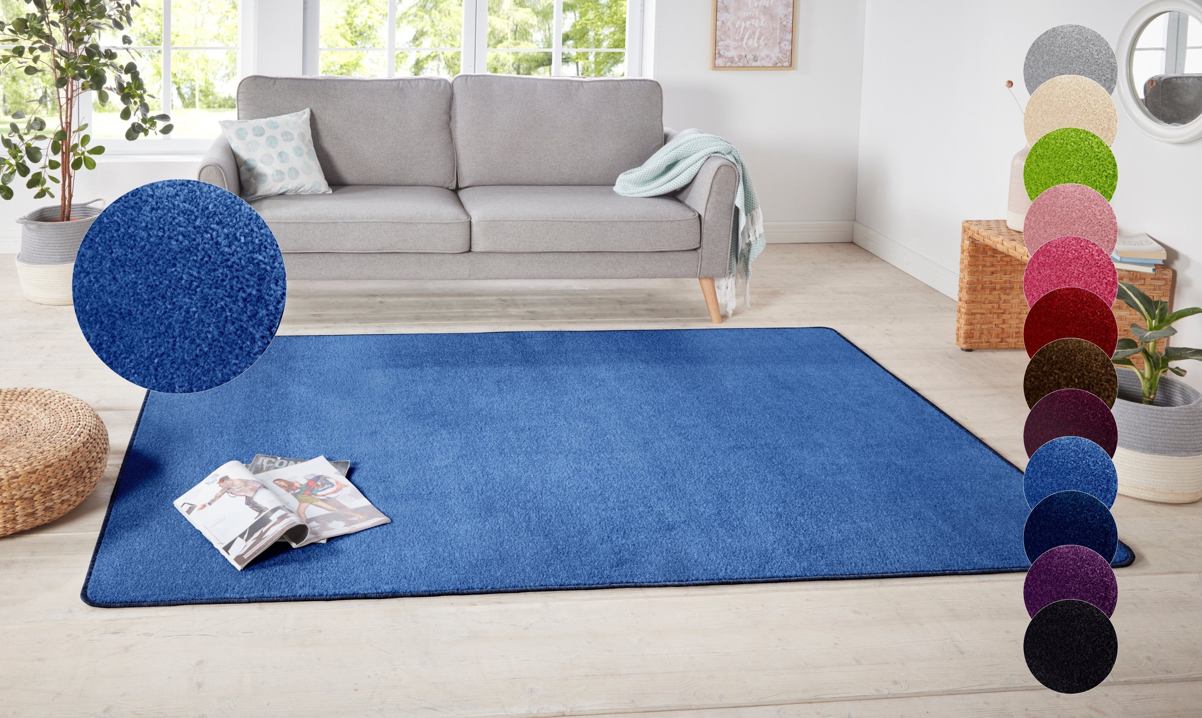 HANSE Home 1100000002199 "Shashi" rechteckig 8,5 mm Höhe Kurzflor, Unifarben, Läufer, weich, Esszimmer, Kinderzimmer, Flur