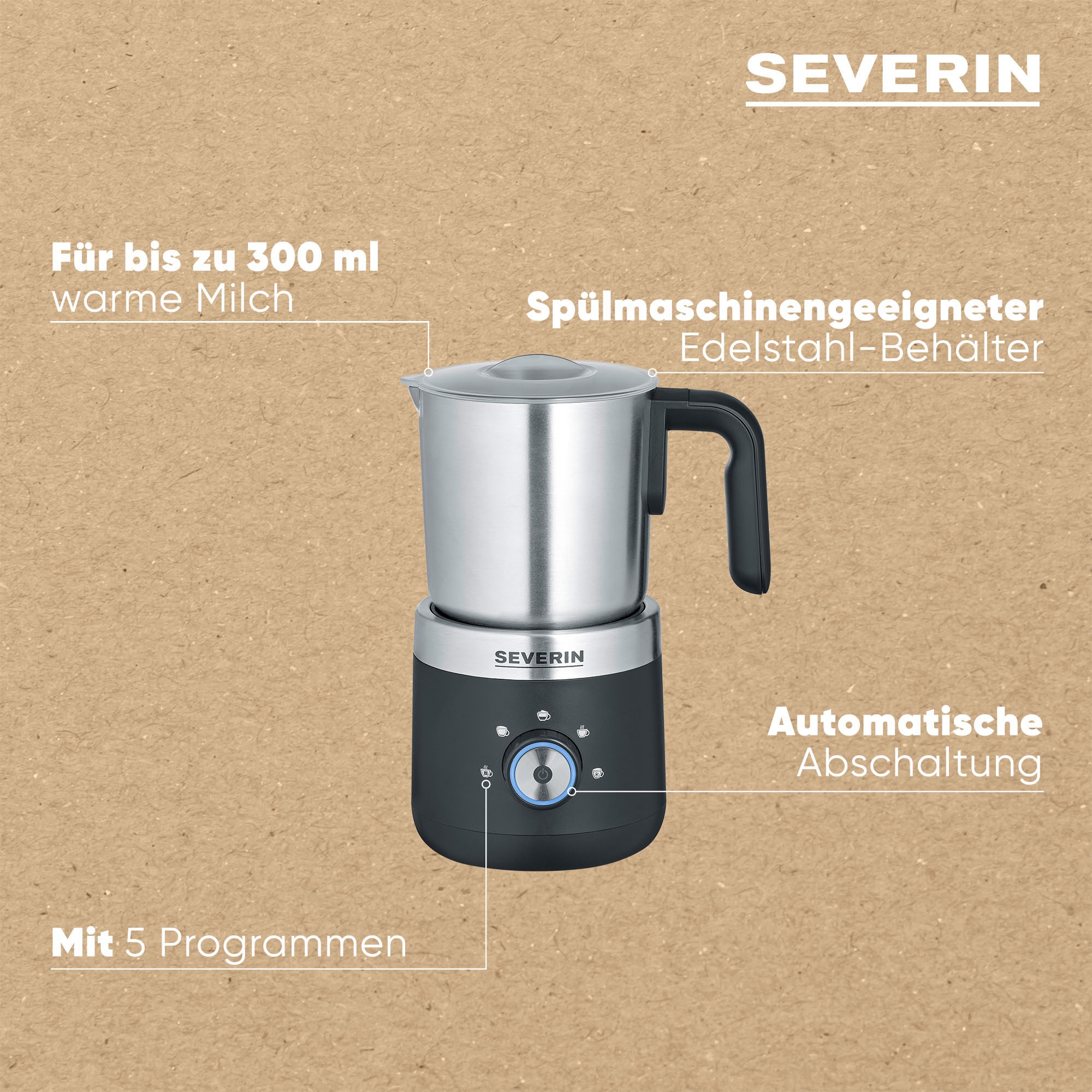 Severin Milchaufschäumer »SM 3588« 550 W mit Schokoladen-Funktion, Für kaltes und warmes Aufschäumen