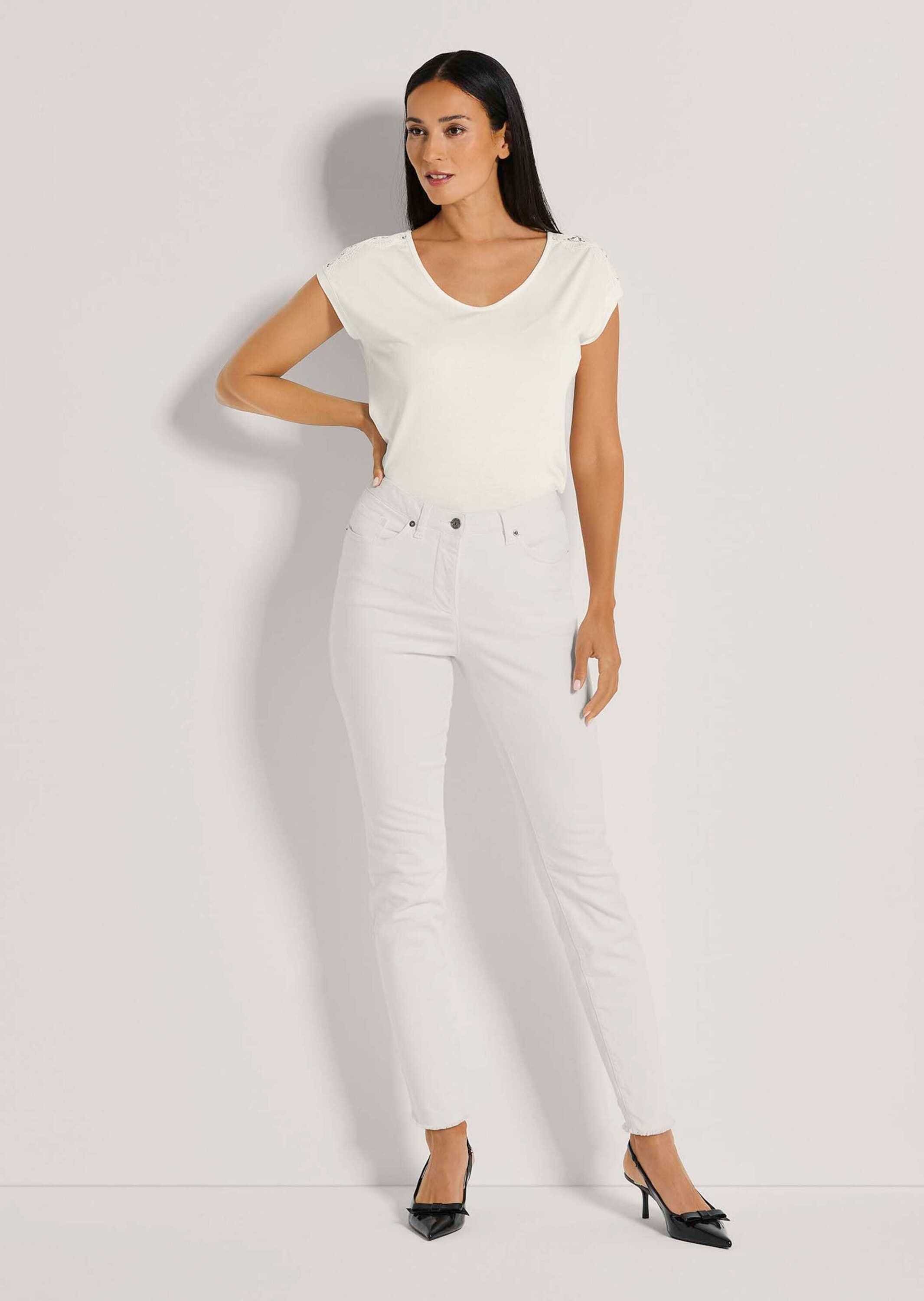 MADELEINE Regular-fit-Jeans »Jeans Mid Waist Skinny-Hose mit Fransen«