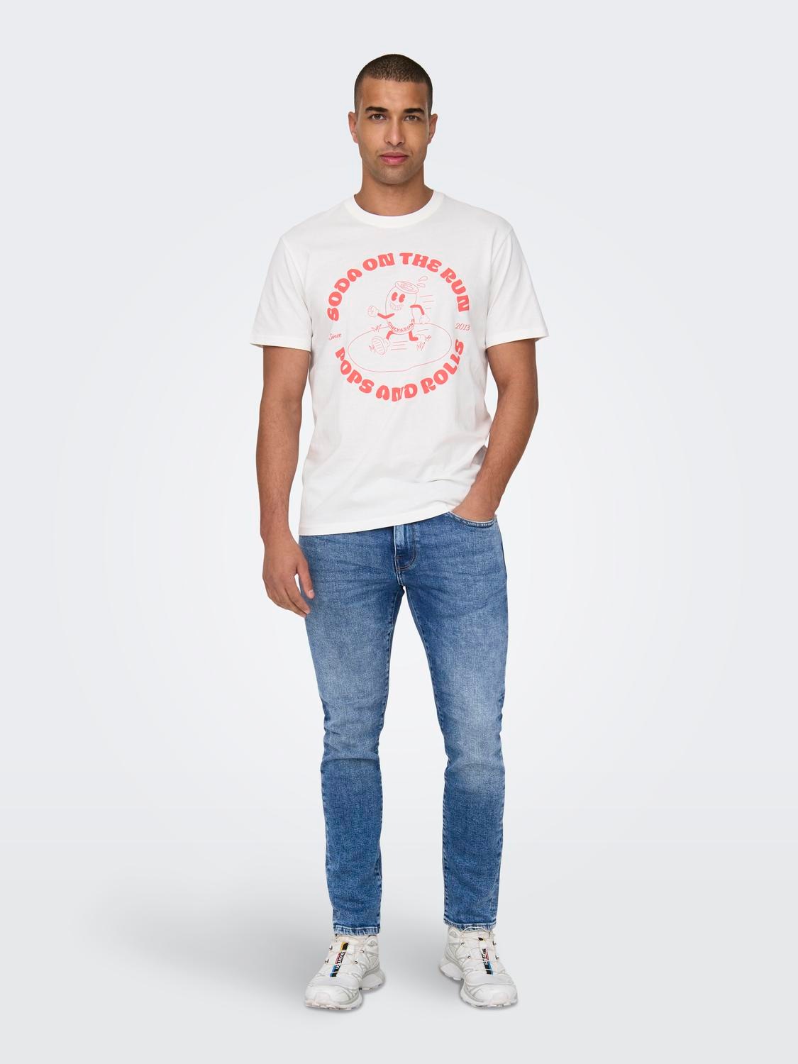 Straight-Jeans ONLY & SONS "ONSWEFT REG. MBD 5094 TAI DNM NOOS", Herren, Gr. 38, Länge 32, blau (medium blau denim), Denim/Jeans, Obermaterial: 99% Baumwolle, 1% Elasthan, Abriebeffekte, regular fit lang, Jeans Straight-Jeans, im 4-Pocket-Style 3