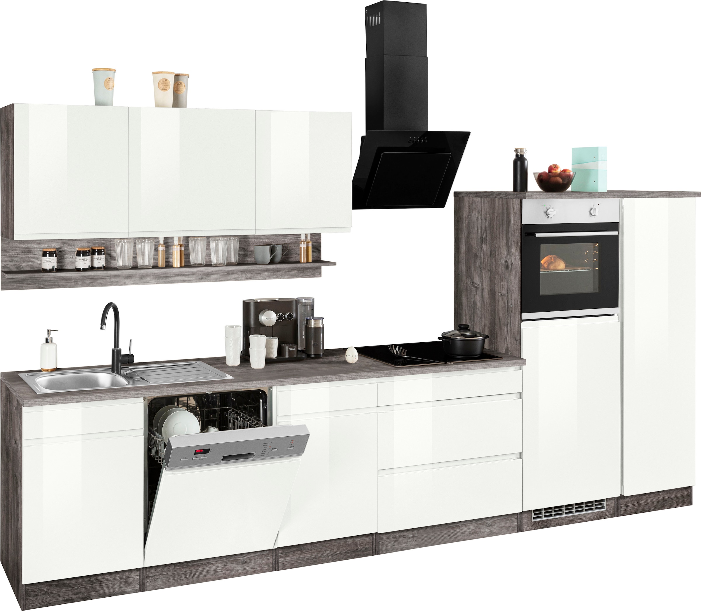 KOCHSTATION Küchenzeile »KS-Virginia« Breite 350 cm, ohne E-Geräte