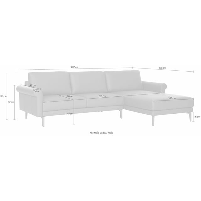 Breite hülsta BAUR Nussbaum Landhaus, »hs.450«, modern Armlehne cm, Fuß | Ecksofa Schnecke kaufen 282 sofa