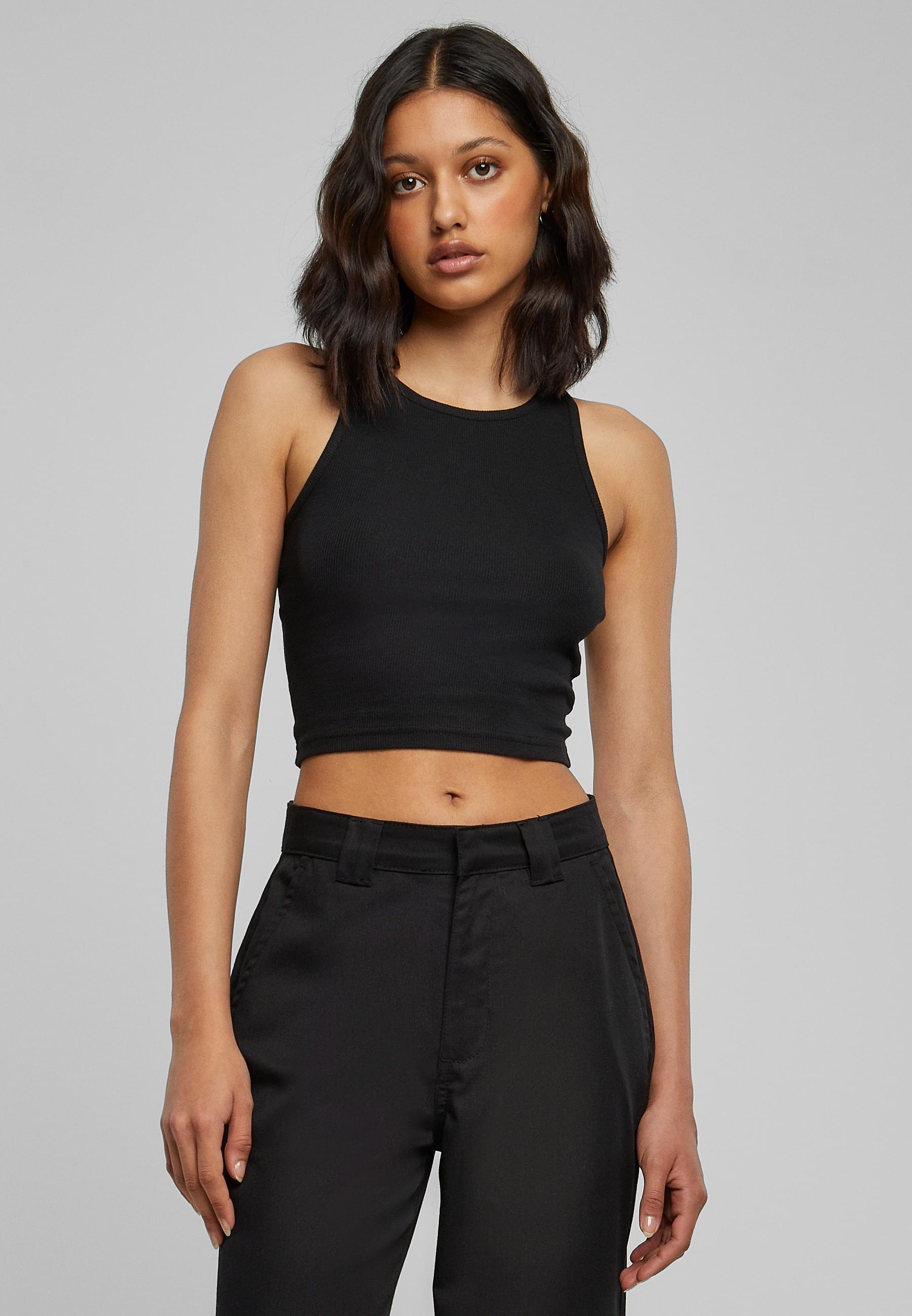 URBAN CLASSICS Muskelshirt »Urban Classics Damen Ladies Cropped Rib Top 2-Pack«, (1 tlg.)