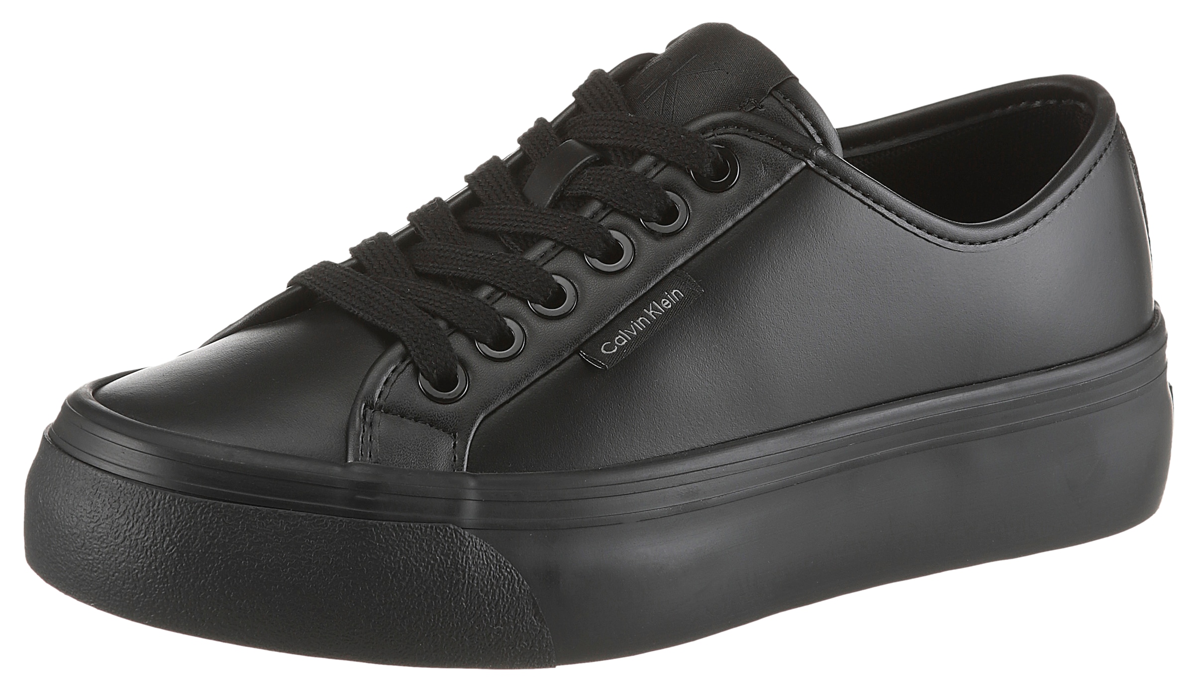 Calvin Klein Jeans Plateausneaker "VULC FLATF LACE UP LTH CK" günstig online kaufen