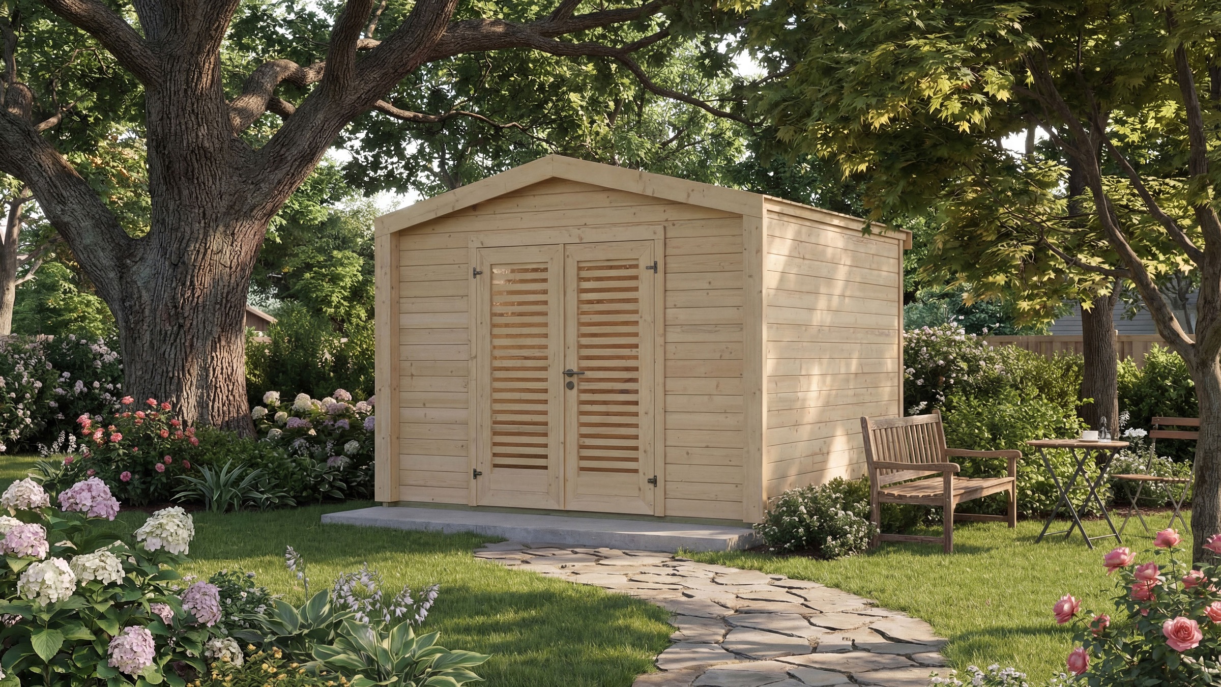 weka Gartenhaus "Killarney" Doppeltür mit Lamellen