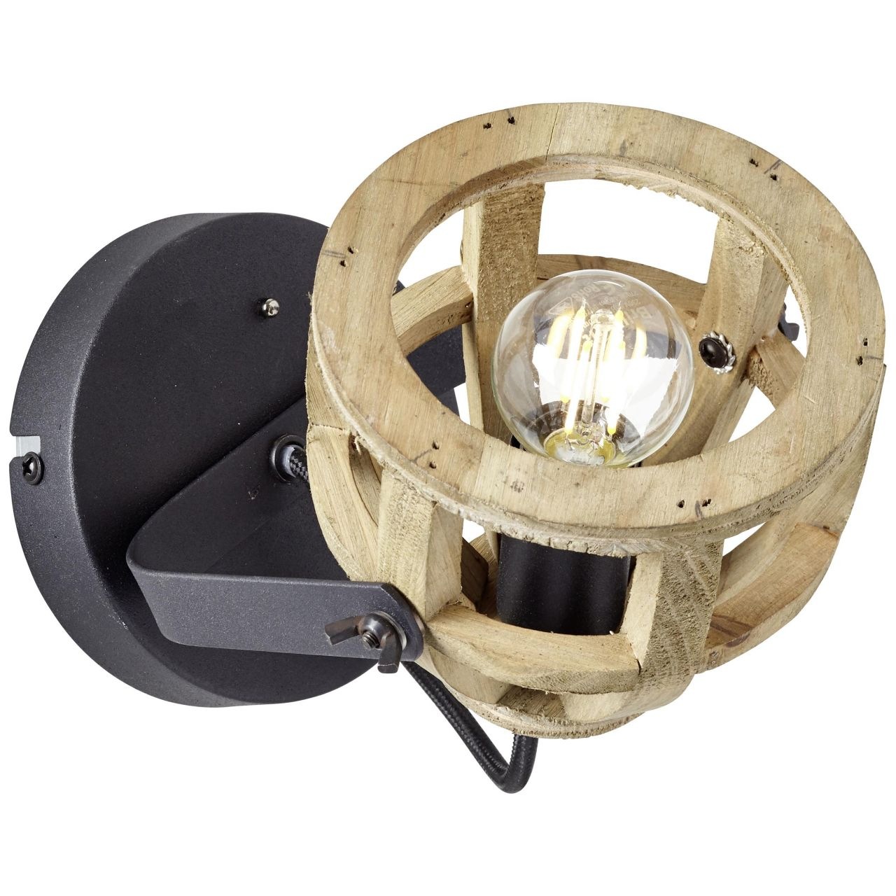 Brilliant Wandstrahler »Matrix Wood«, 1 flammig, Leuchtmittel E14 | ohne Leuchtmittel, Wandspot schwarz/natur