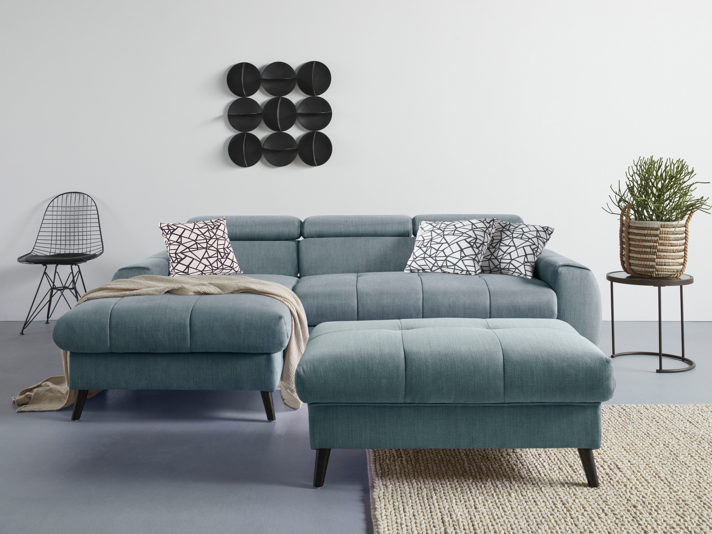 COTTA Ecksofa »Mia L-Form«, 3-tlg.-Kissen-Set, Recamiere, wahlweise mit oder ohne RGB-Beleuchtung