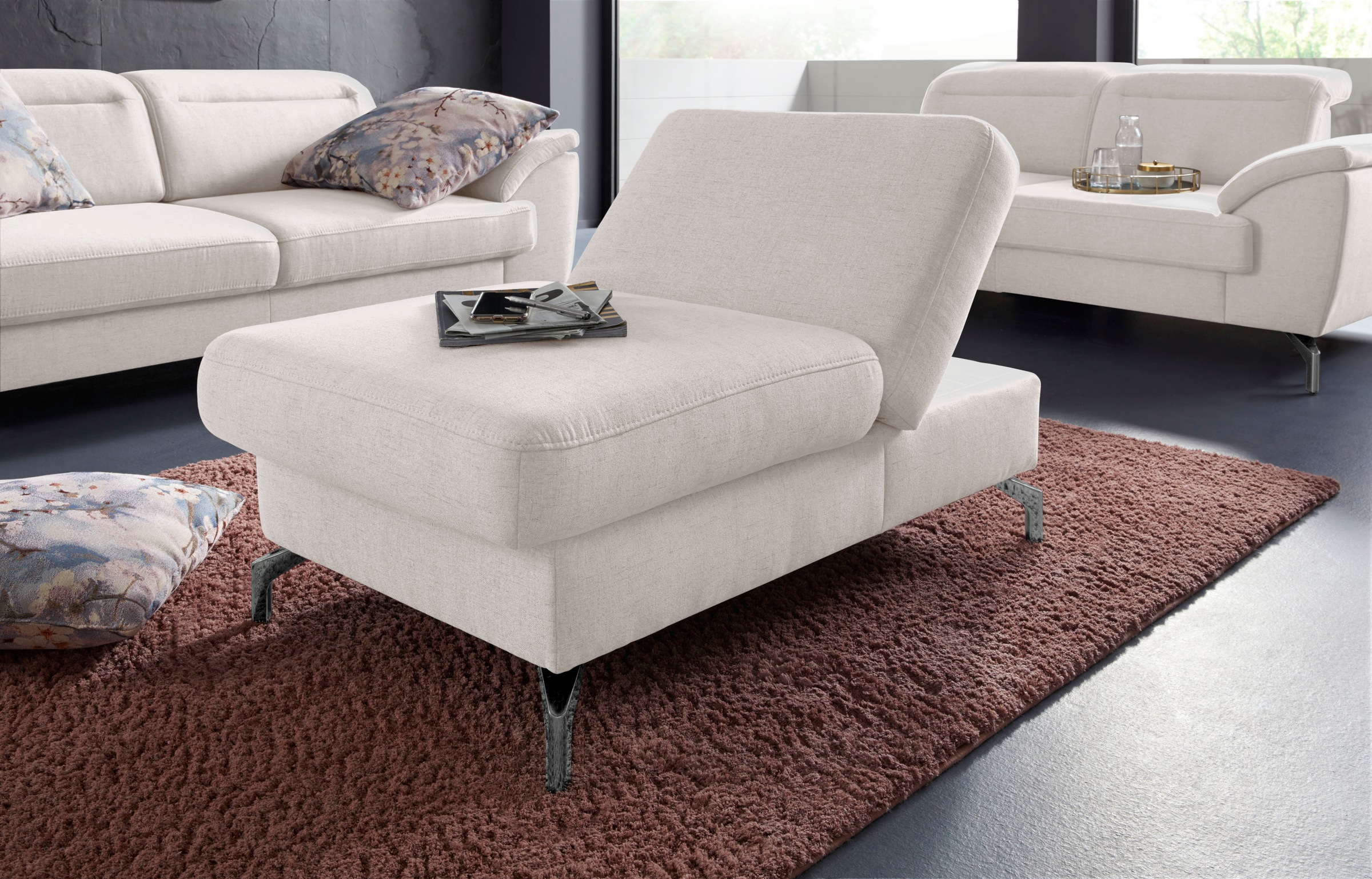 sit&more Hocker »Percy«, Fußhöhe 15cm, mit Klappfunktion, wahlweise in 2 Fußfarben