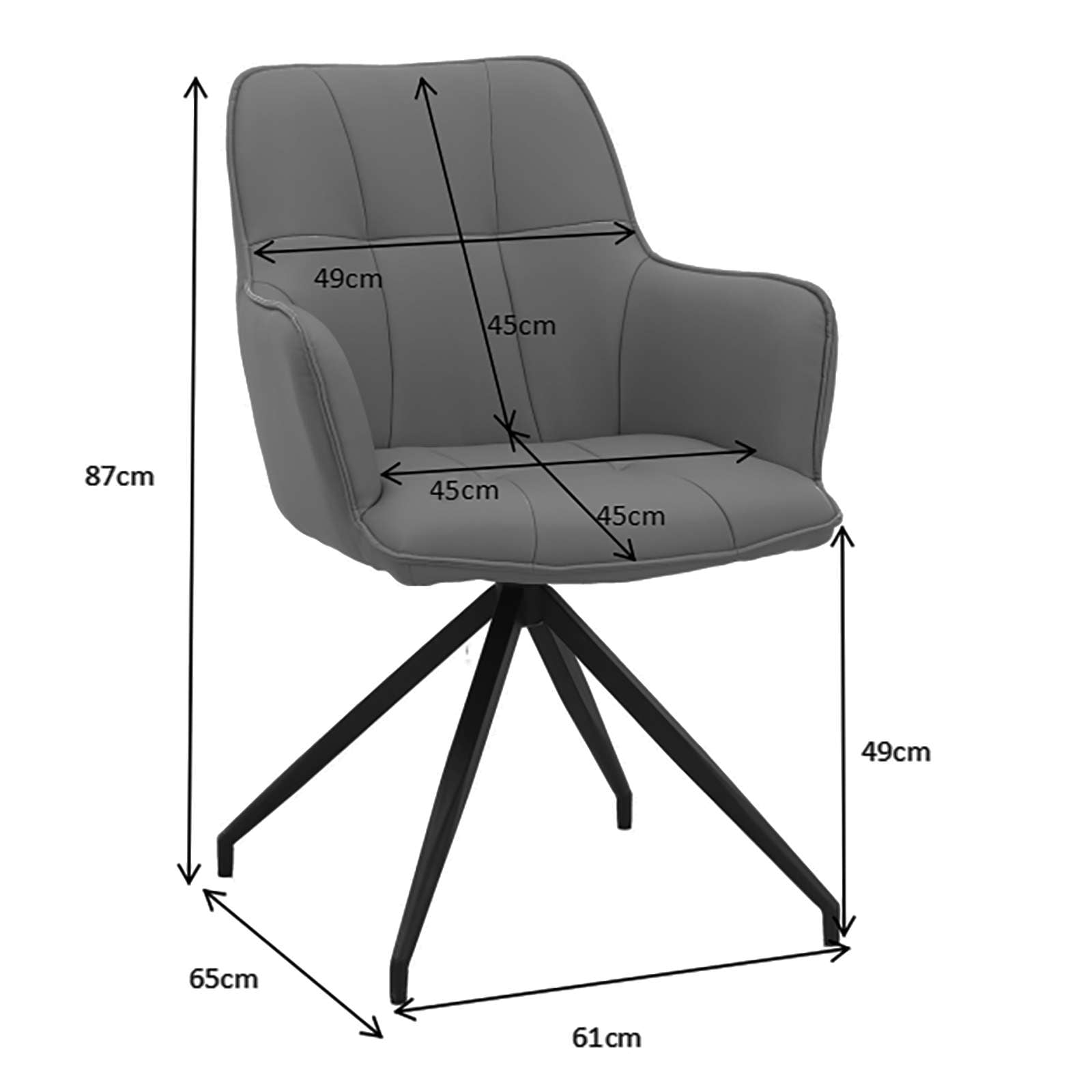 OTTO home Esszimmerstuhl »Cardiff« () 1 Stk.Sitzschale 360° drehbar, Kunstleder Bezug, Sitzhöhe 49 cm