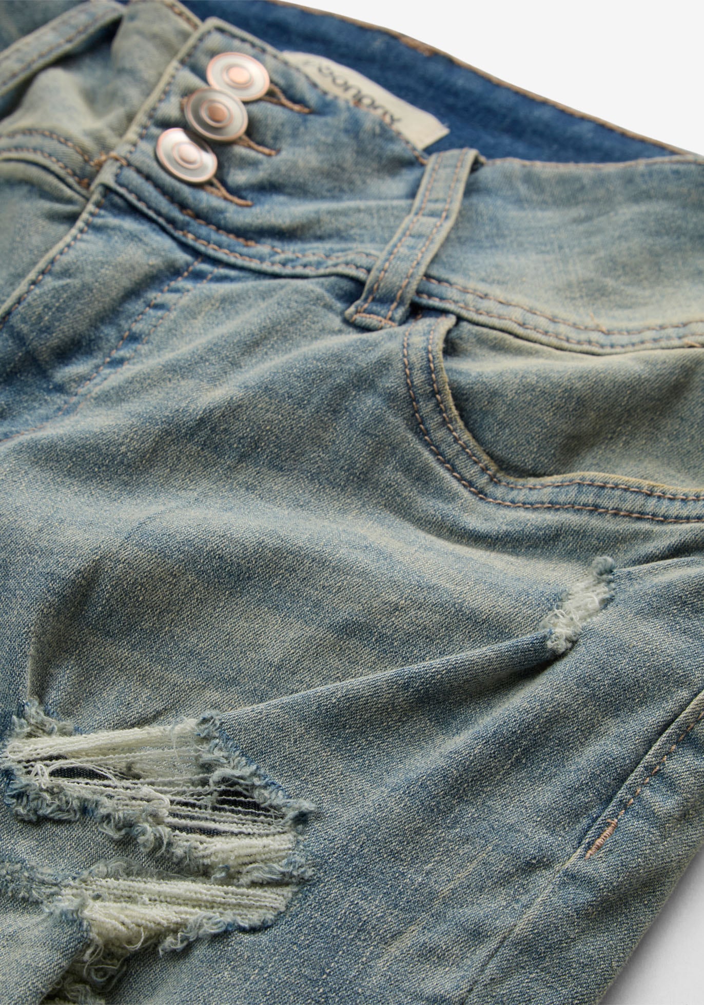 bonprix Skinny-fit-Jeans »Skinny Jeans High Waist, Stretch« Skinny-fit, mit breitem High Waist Bund, coole Destroyed Effekte