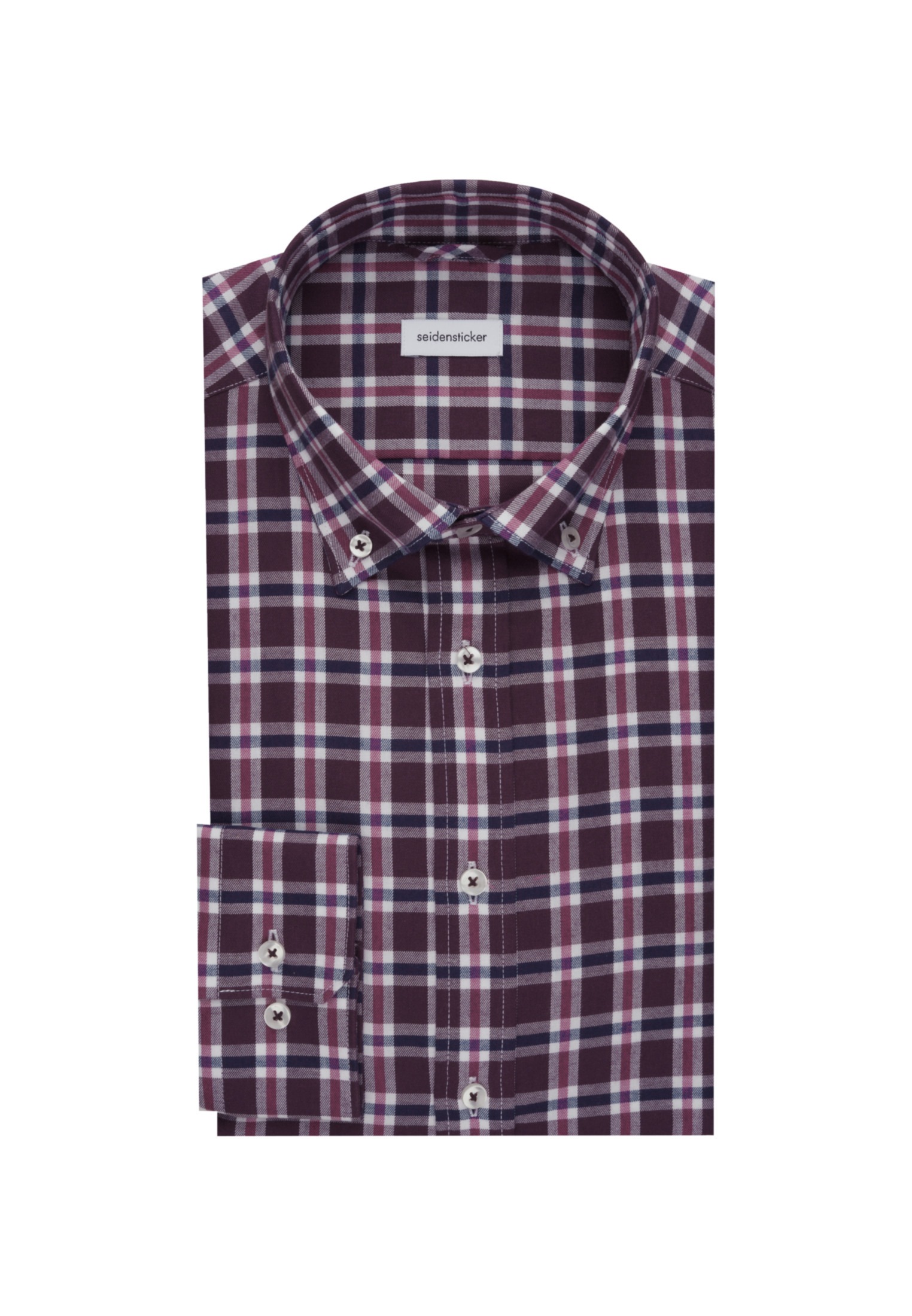 seidensticker Flanellhemd »Slim«, Slim Langarm Button-Down-Kragen Karo