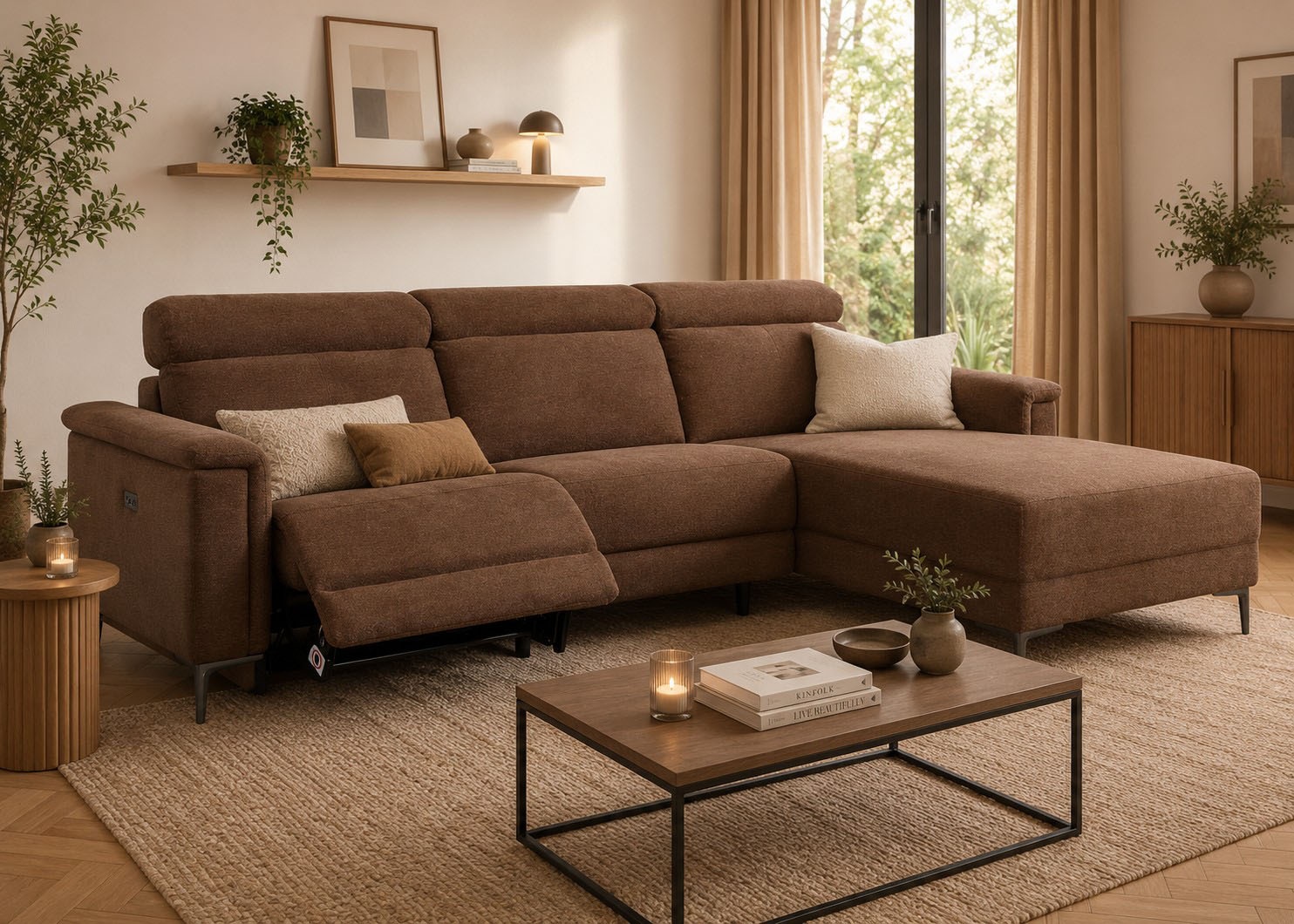OTTO home Ecksofa "LUND, Struktur-Bezug, L-Form, 261cm, man. /elektr. Relaxfunktion" auch mit USB A-Anschluss sowie Kopfteilverstellung