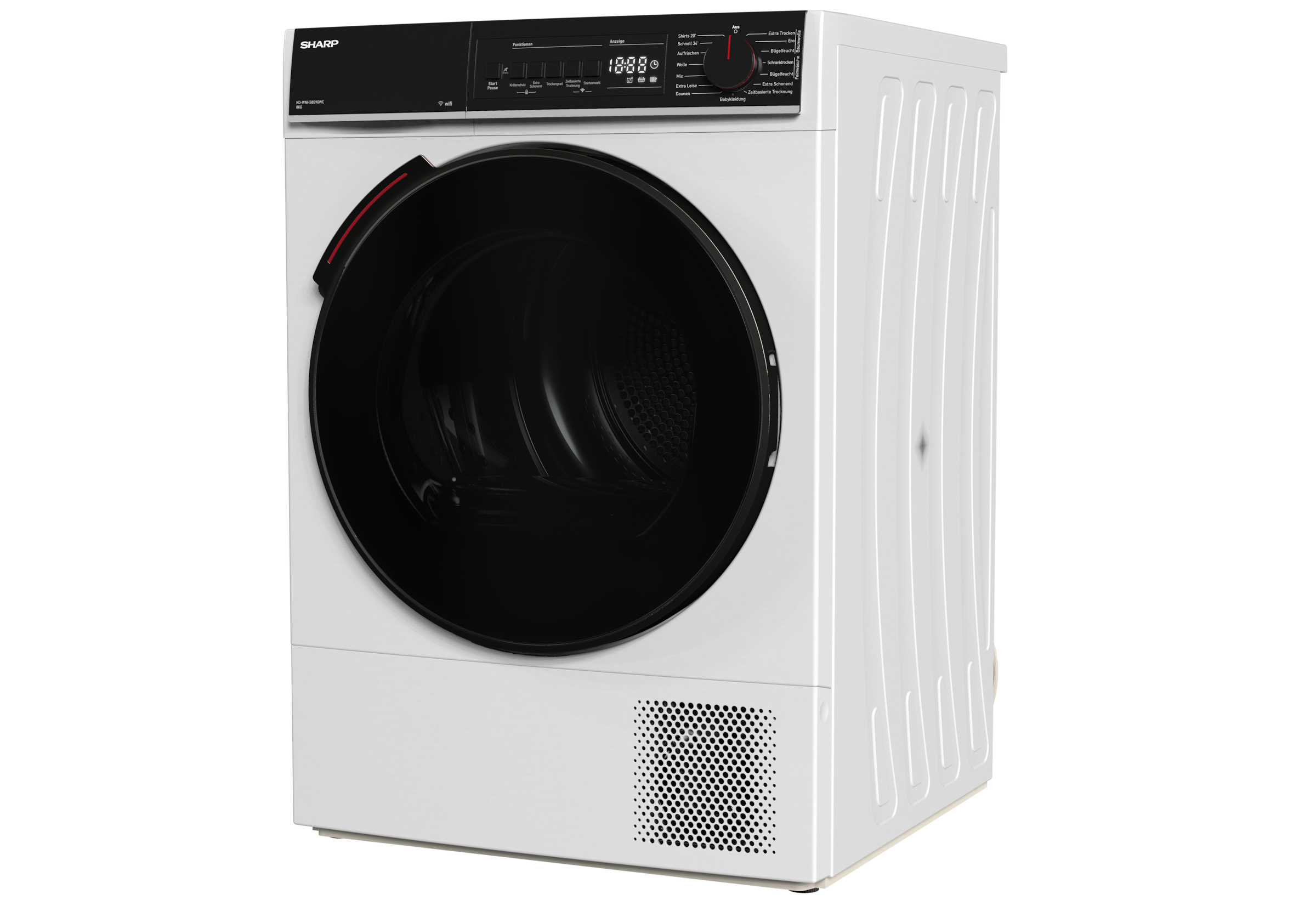 Sharp Wärmepumpentrockner »KD-WNHB8S9GWC-DE« 8kg / +WIFI / EEKC / 2 Tasten / XXL-Tür voll-schwarz / Weiß