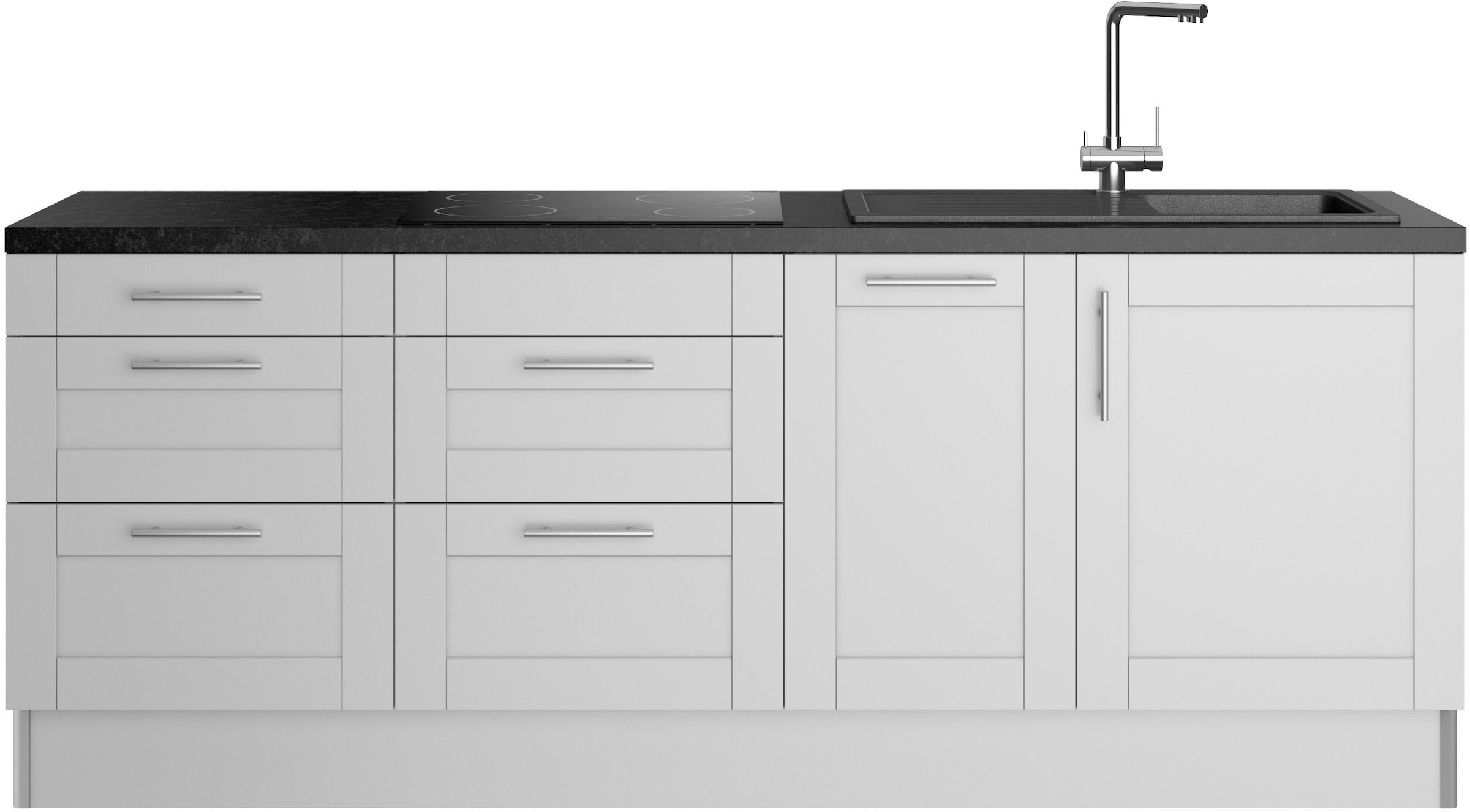 OPTIFIT Küche »Ahus«, Breite 225 cm, wahlw. Mit E-Geräten, Soft Close Funktion, MDF Fronten