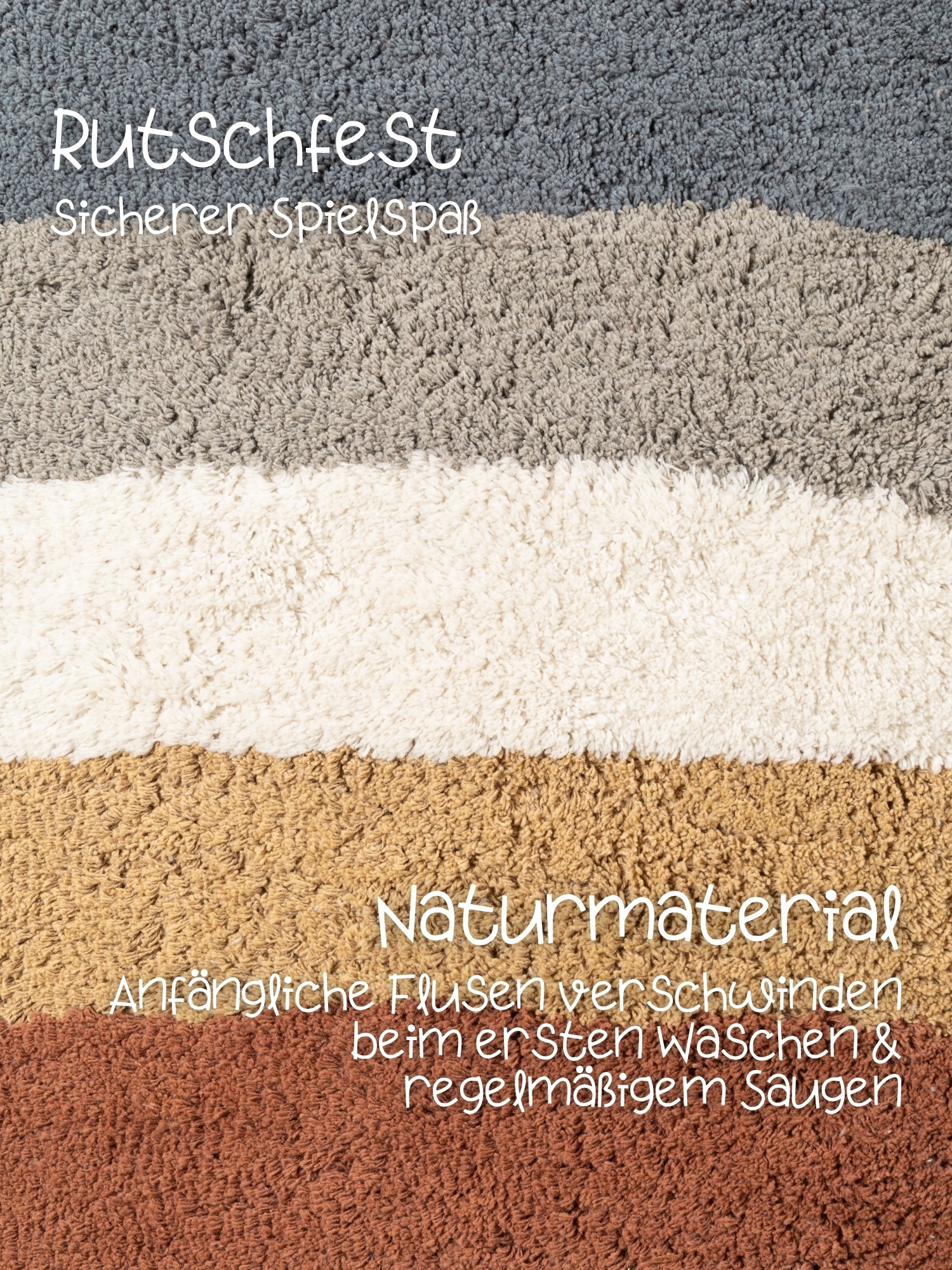 HANSE Home Kinderteppich »Riva« rechteckig 10 mm Höhe Waschbar, Handgemacht, Baumwolle, Rutschfest Spielteppich Kinderzimmer