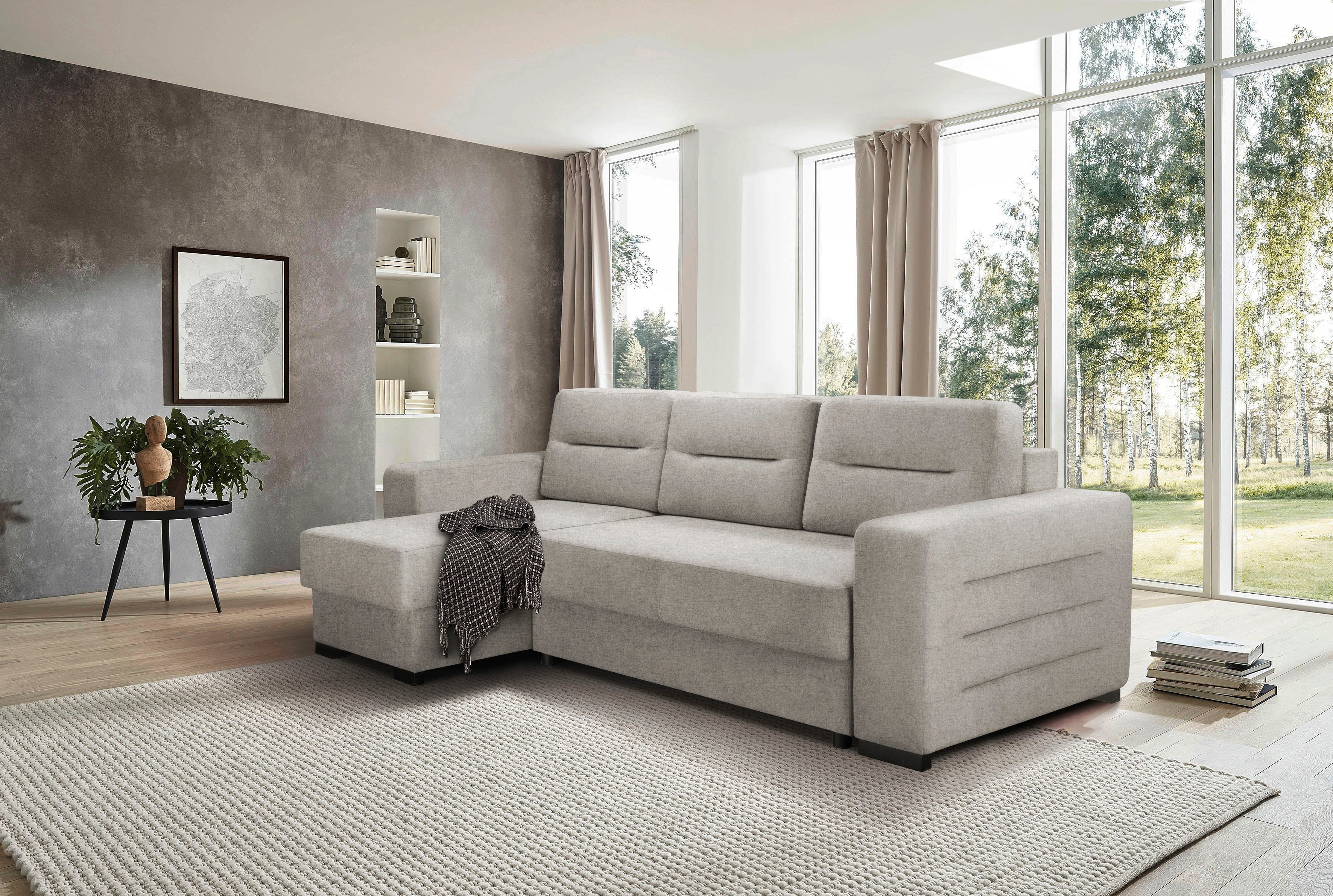 Home affaire Ecksofa Picardie, auch mit Schlaffunktion, Bettfunktion und 2 Bettkasten