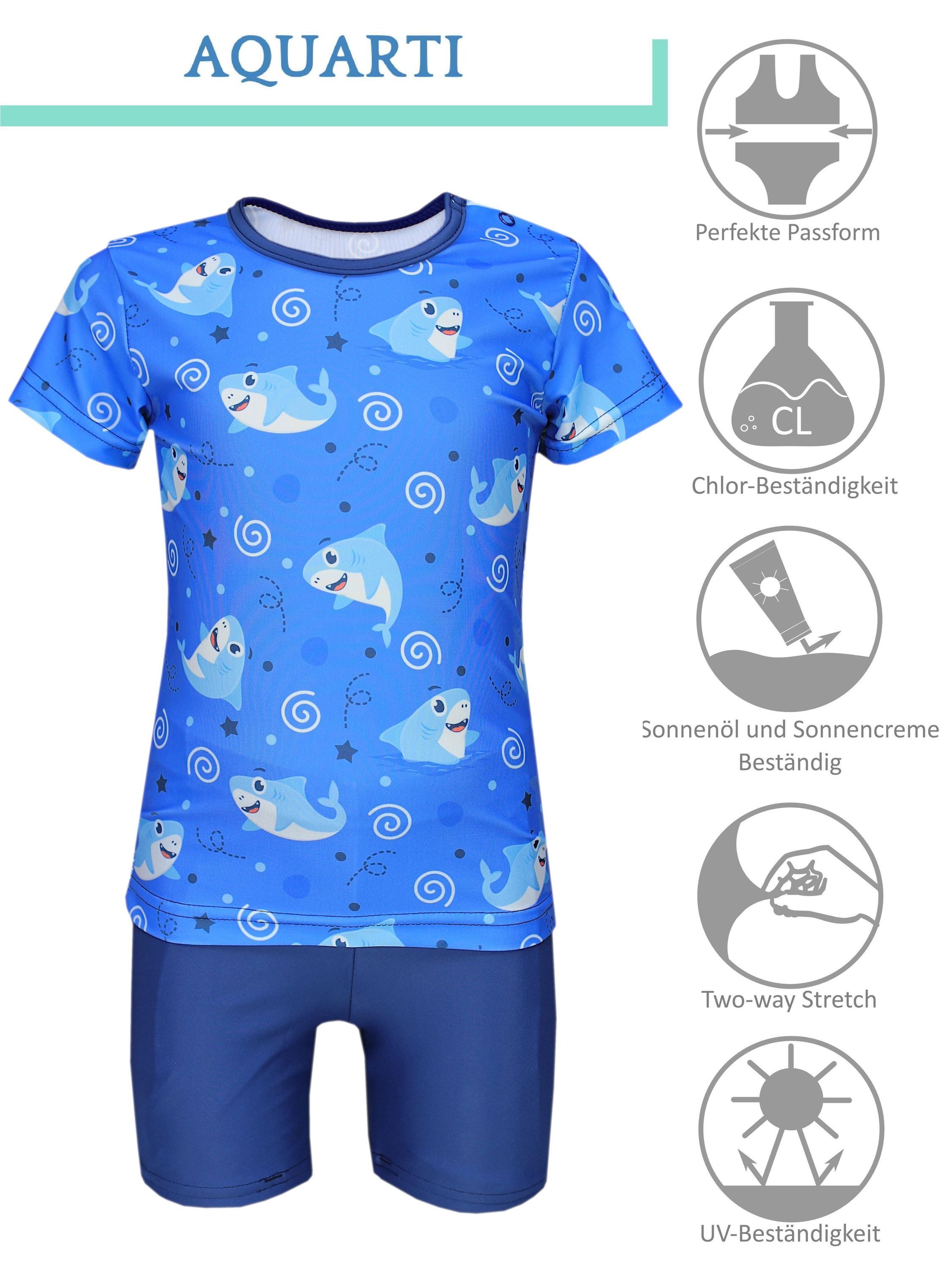 AQUARTI Badeanzug »Badehose Baby Jungen Bade-Set Zweiteiliger Badeanzug T-Shirt Hose«