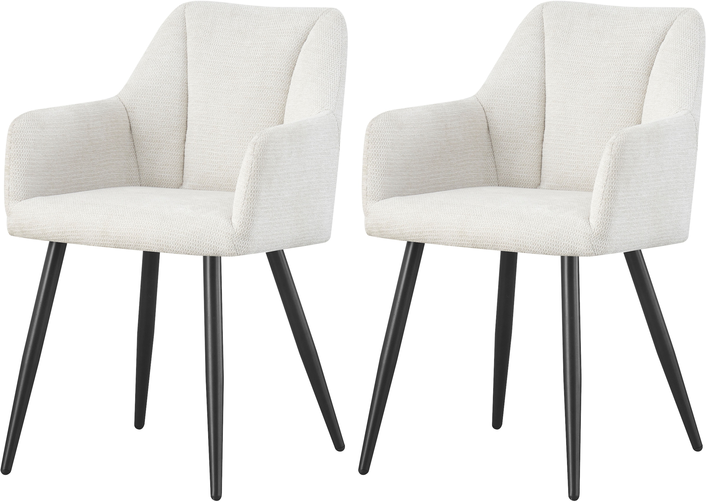 Home affaire Esszimmerstuhl "MILTON, 2er Set, mit Metallgestell in matt schwarz" (Set) 2 Stk.in verschiedenen Farben, Belsatbarkeit pro Stuhl 120 kg, mit Armlehne