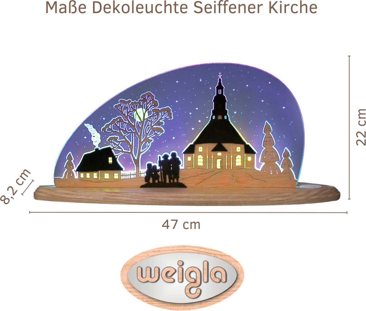 Weigla Lichterbogen »LED Seiffener Kirche, moderne Dekolampe aus Holz & Acrylglas«, Erzgebirge garantiert, Weihnachtsdeko Innen, Weihnachtsbeleuchtung