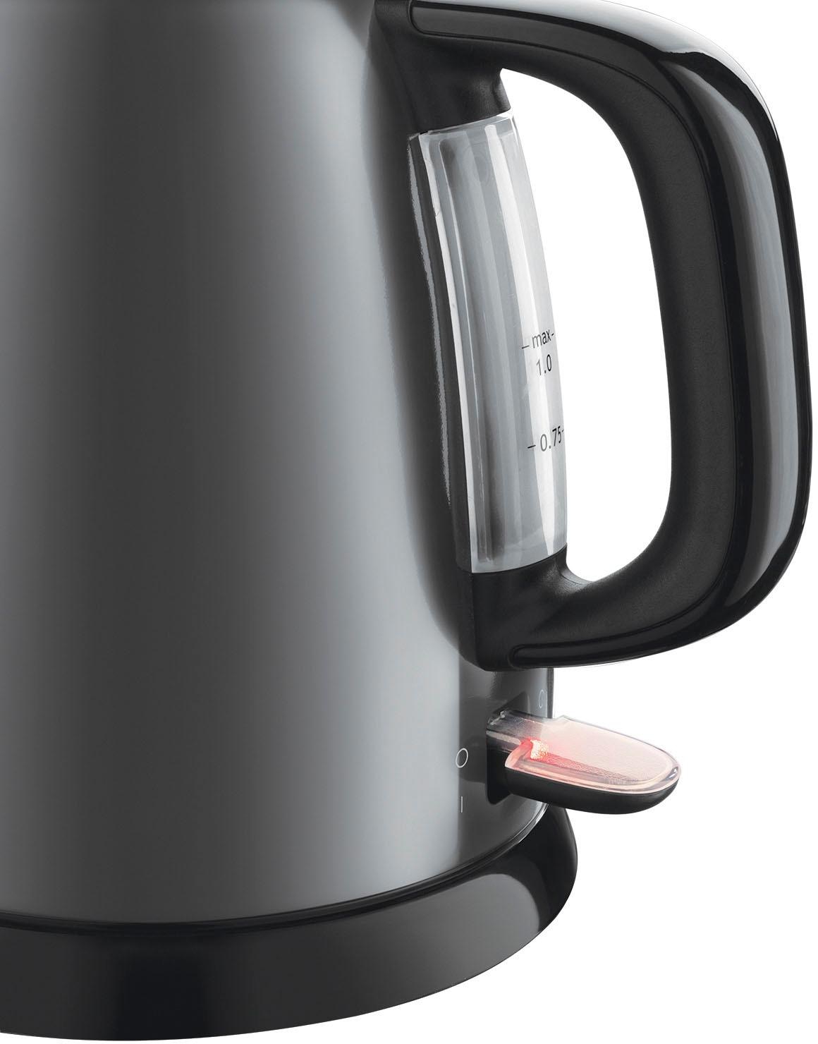 RUSSELL HOBBS Wasserkocher »Colours plus grau 24993-70« 1 l 2400 W klein, 2400W, Schnellkochfunktion, Kalkfilter, Reisewasserkocher