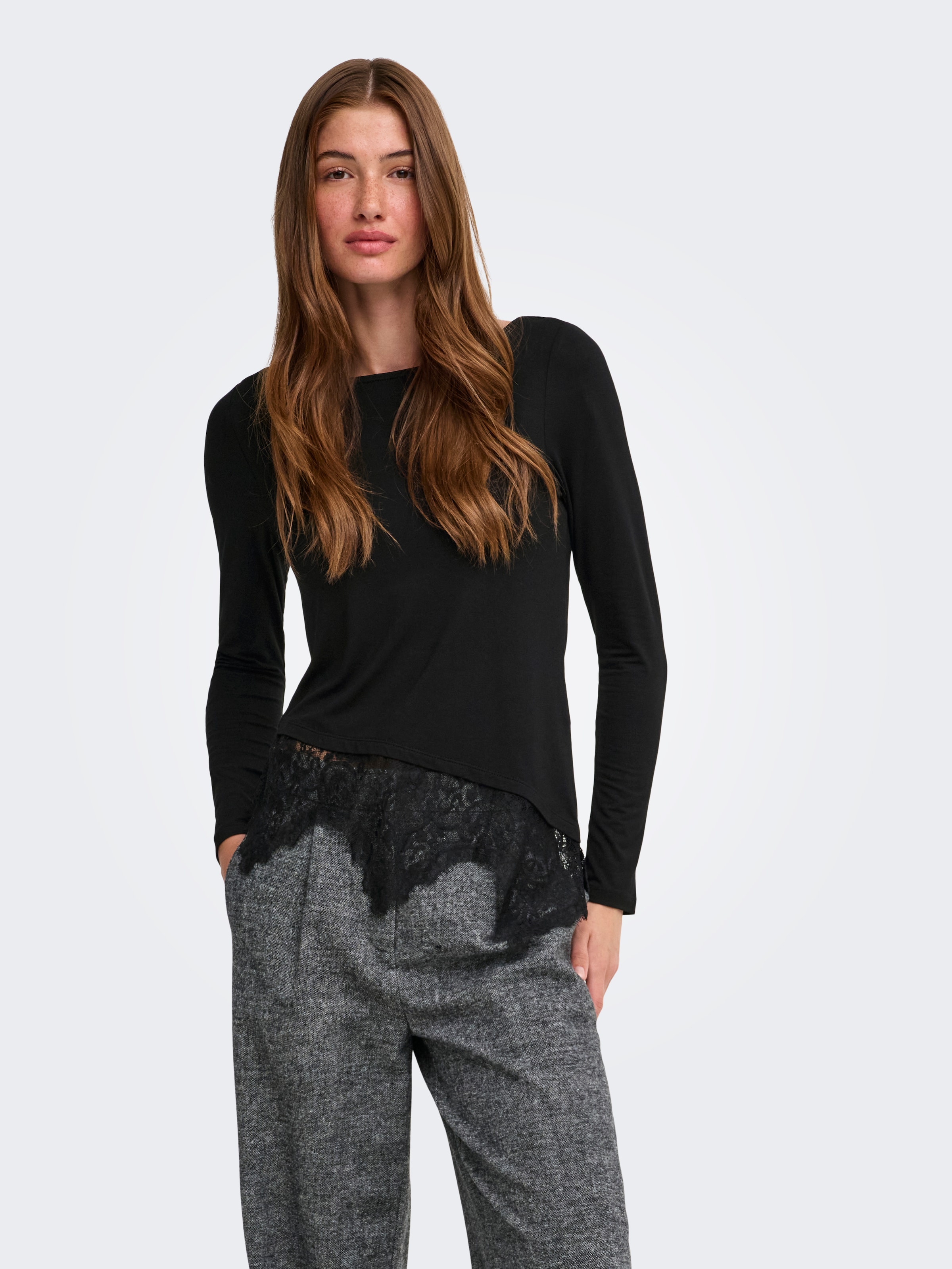 ONLY Spitzenshirt »ONLLAILA L/S LACE MIX TOP JRS NOOS« Viskosemischung, regular fit
