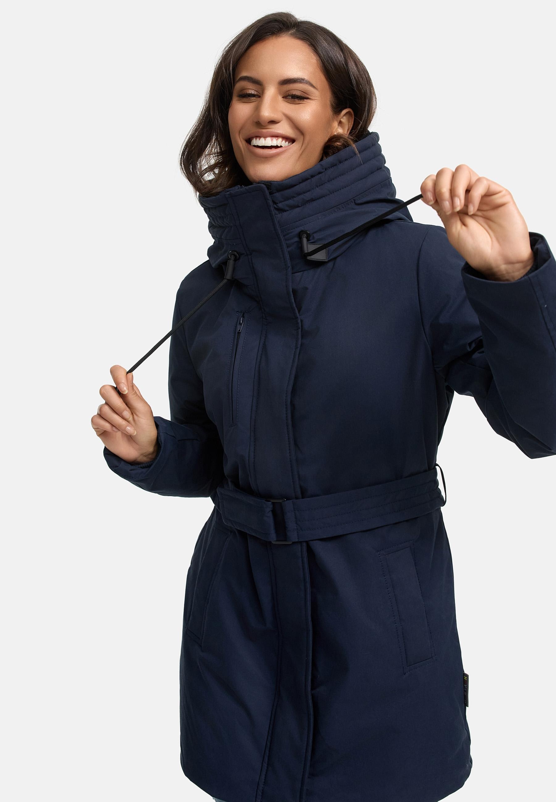 Navahoo Winterjacke »Eishauch 14«, mit Kapuze, Damen Winterparka mit Taillengürtel und Fleece-Kragen