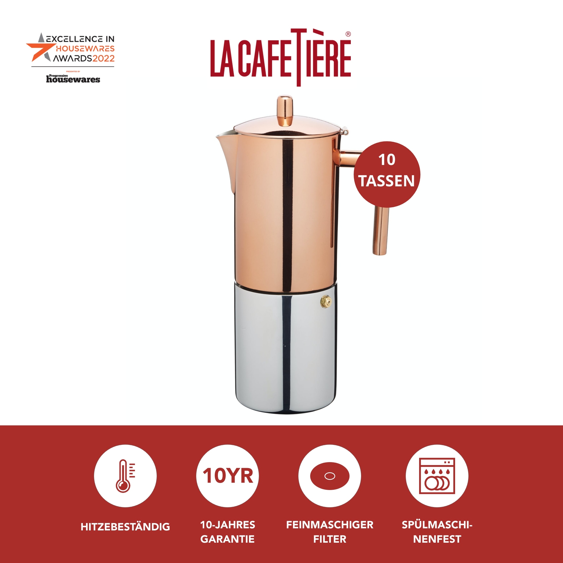 La Cafetière Espressokocher »La Cafetière«, 600 l Kaffeekanne, aus hochwertigem, rostfreiem Edelstahl mit induktionsgeeignetem Boden