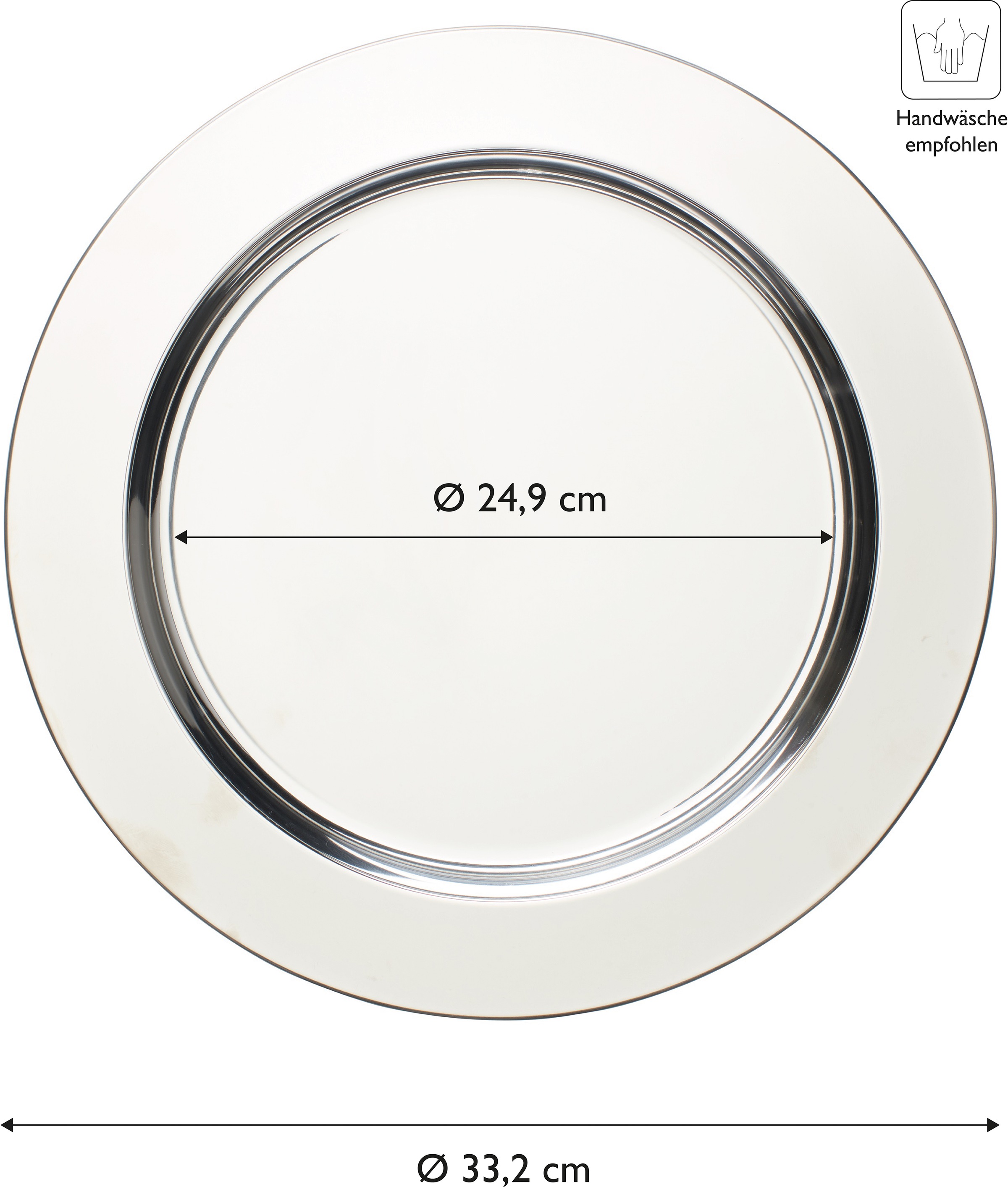ECHTWERK Platzteller »Shiny« Servierteller Set aus hochwertigem Edelstahl, Dekoteller, Ø 33,2 cm