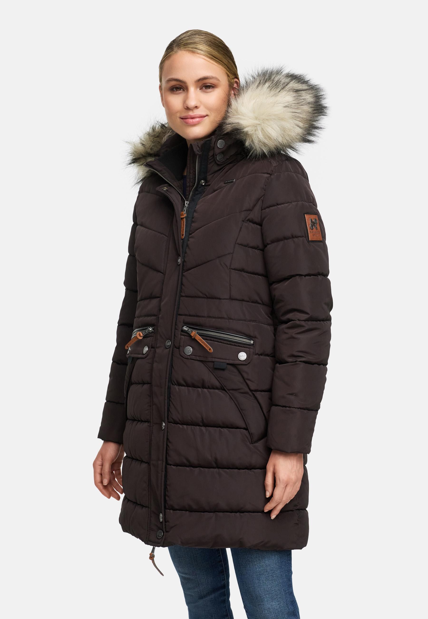 Navahoo Steppmantel »Paula«, stylischer Winter Parka m. edlem Fellimitat
