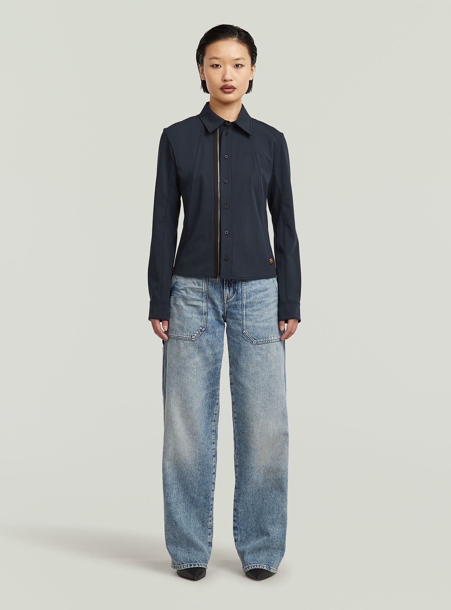 G-STAR Langarmshirt »Hemd mit Reißverschluss und schmaler Passform«