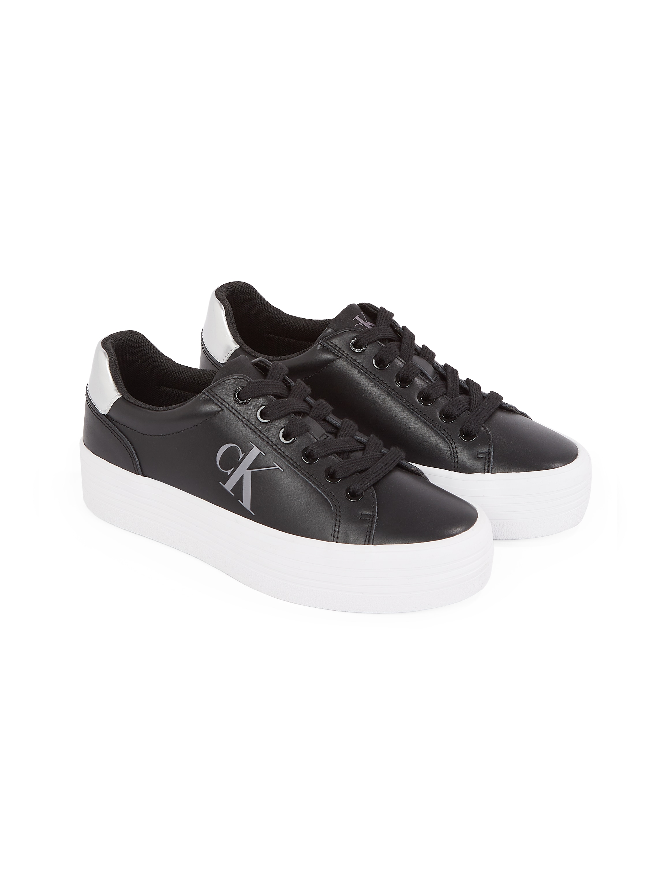 Calvin Klein Jeans Plateausneaker "BOLD VULC FLATF LACEUP LTH", Halbschuh, Freizeitsneaker, Schnürschuh mit stylischer P