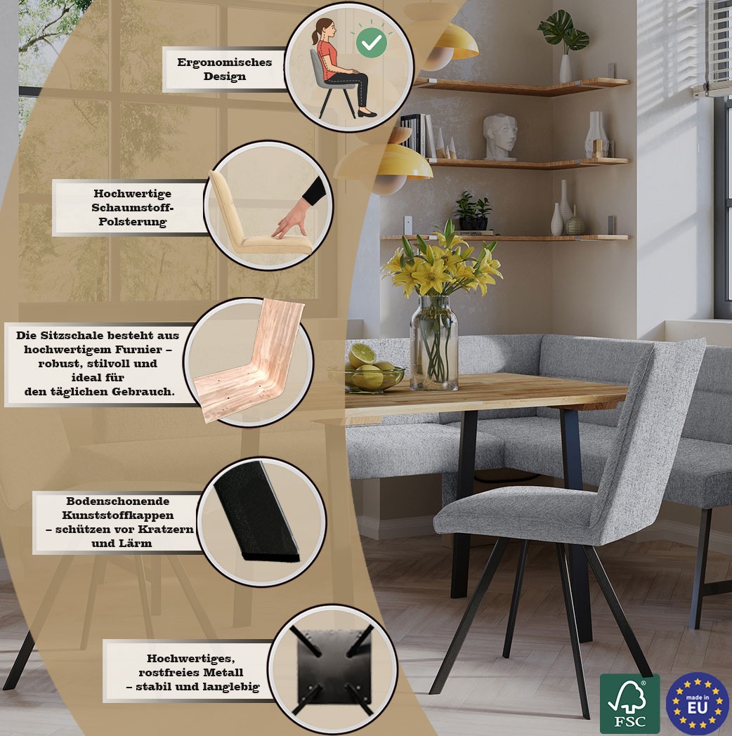 Thumbnail - OTTO home 4-Fußstuhl "Sava" (Set) 2 Stk.Metallgestell