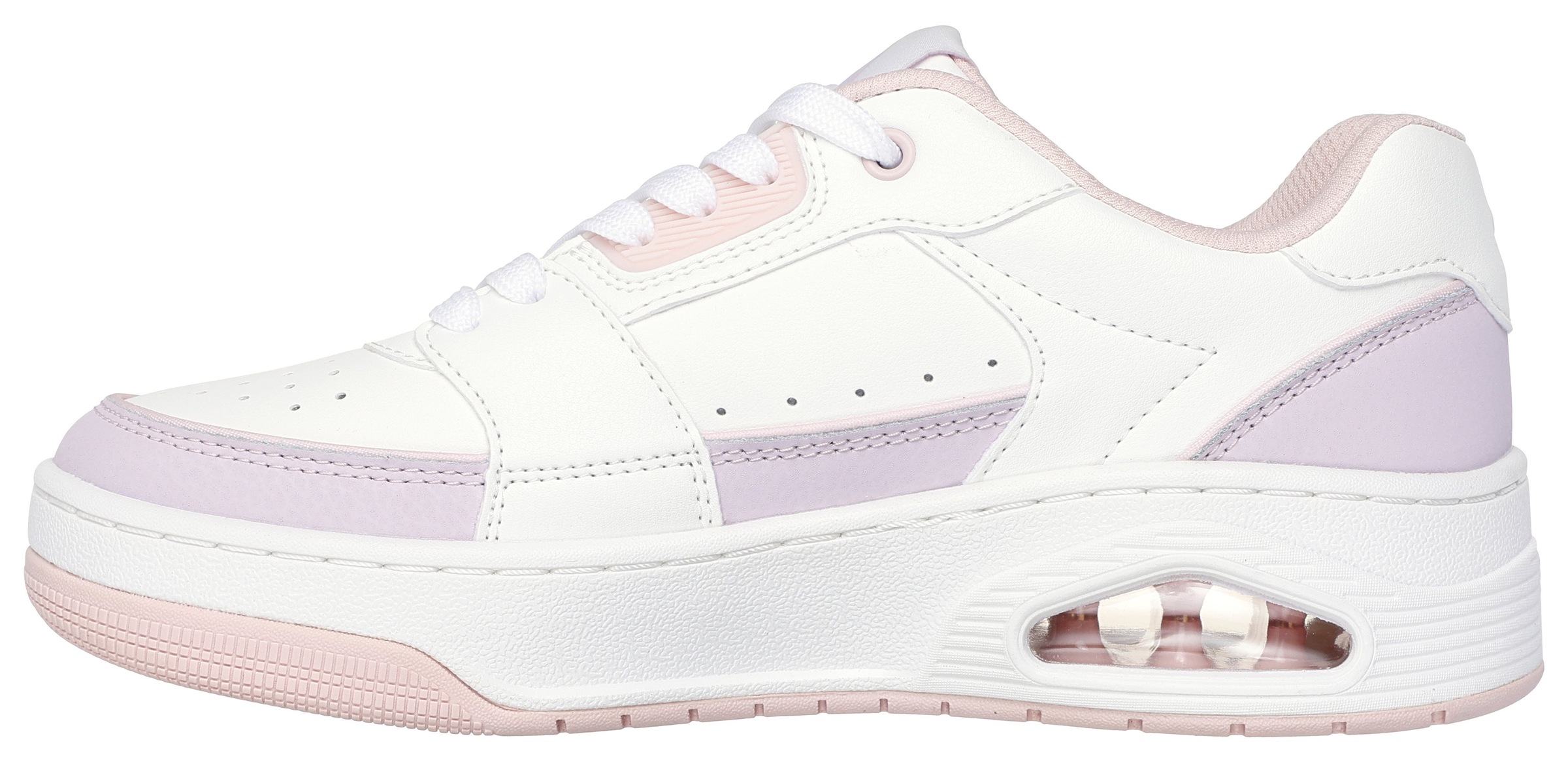 Sneaker SKECHERS "UNO COURT-COURTED STYLE", Damen, Gr. 37, lila (weiß, lavendel), Leder, kontrastfarbene Details, Schuhe Sneaker, Skater Schuh, Retro Sneaker mit Memory Foam 3