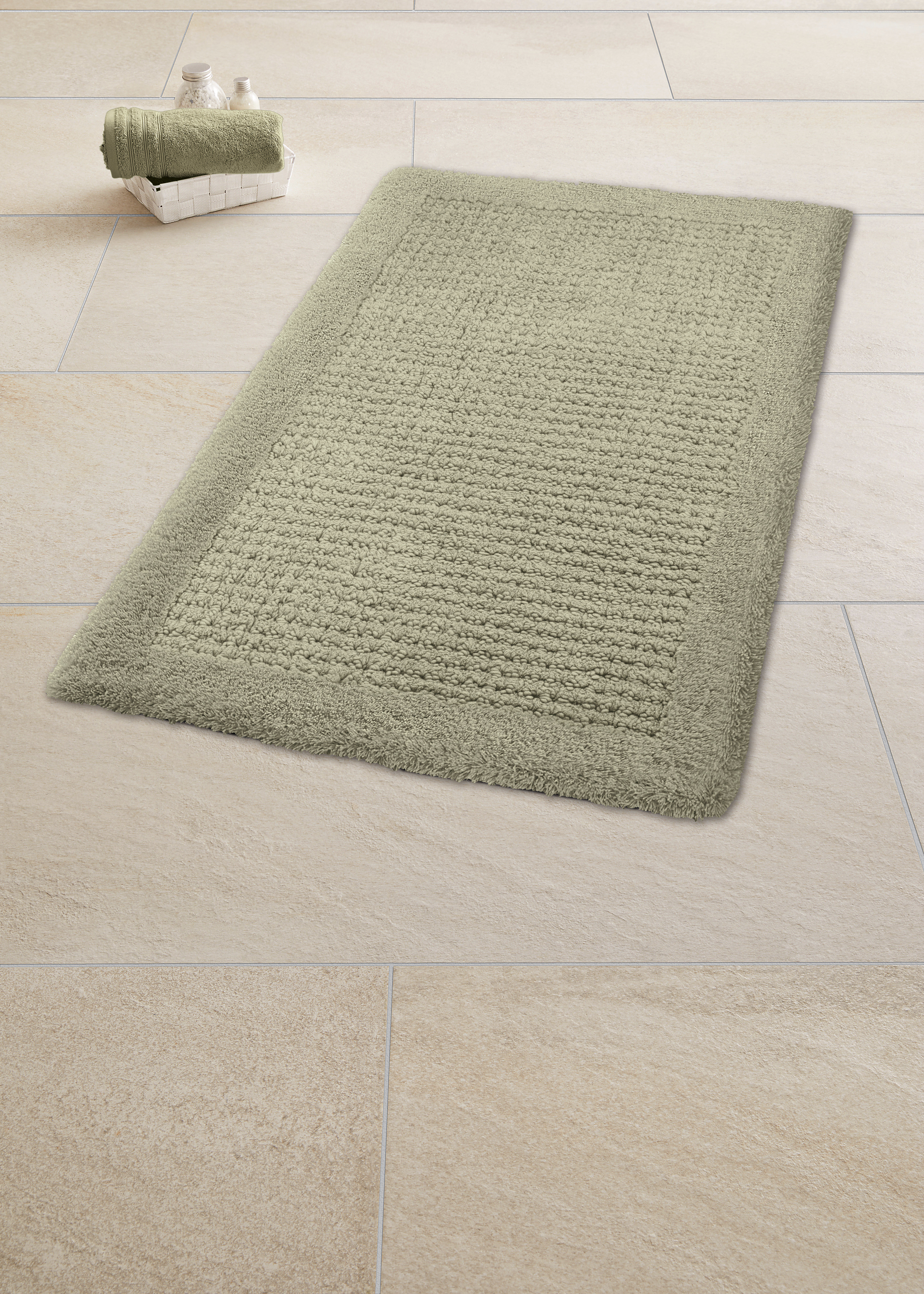 Kleine Wolke Badematte "Net, Badvorleger, Badezimmer Teppich" Höhe 17 mm rutschhemmend beschichtet fußbodenheizungsgeeignet Badteppich, Uni Farben, rutschhhemmend